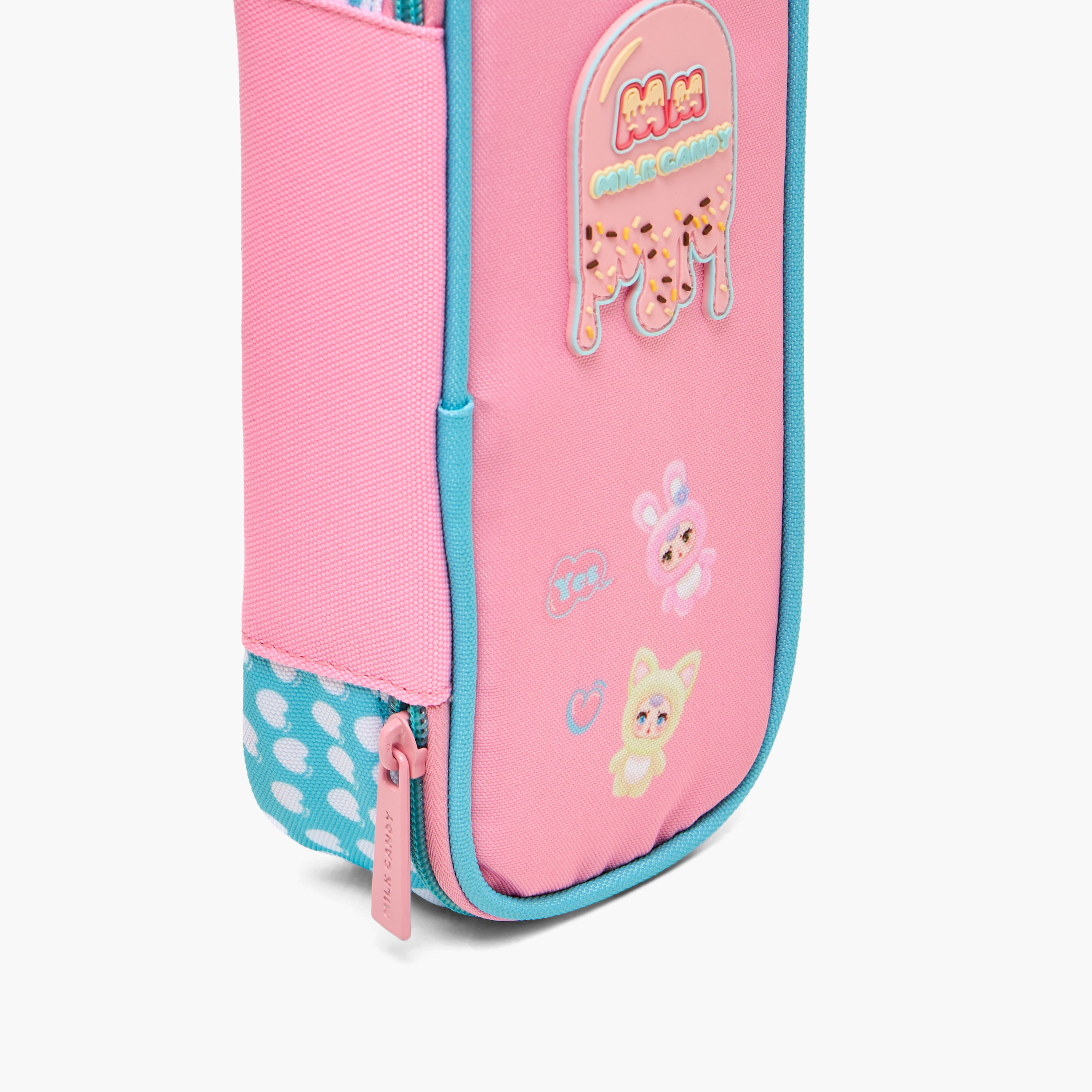 Milk Candy Logo Applique Pencil Pouch with Zip Closure-school-stationery-pencilcases-image-7