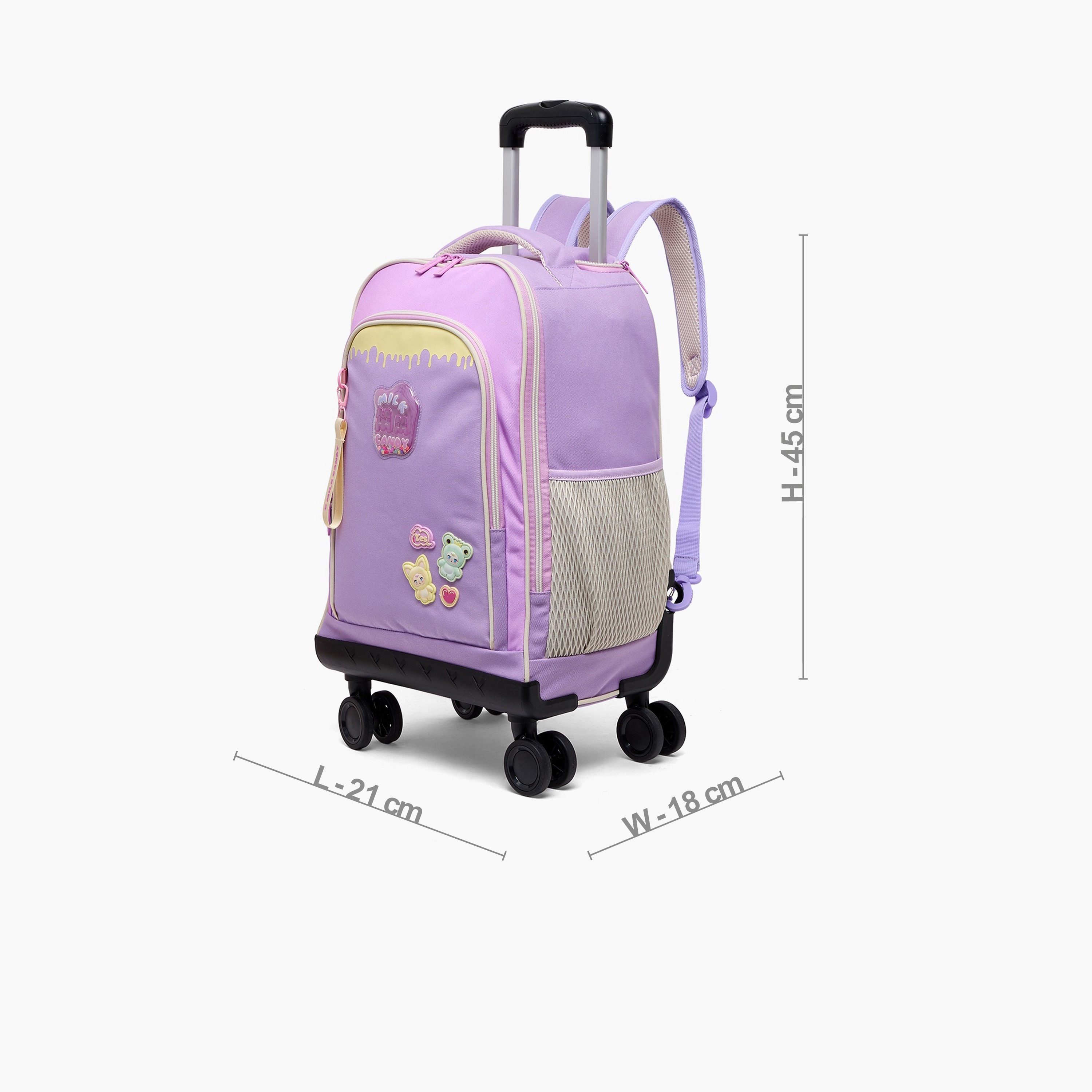 Milk Candy Printed Trolley Bag for Girls 8-12 Years Retractable Handle - 18 inches-school-bagsandbackpacks-trolleybags-image-10