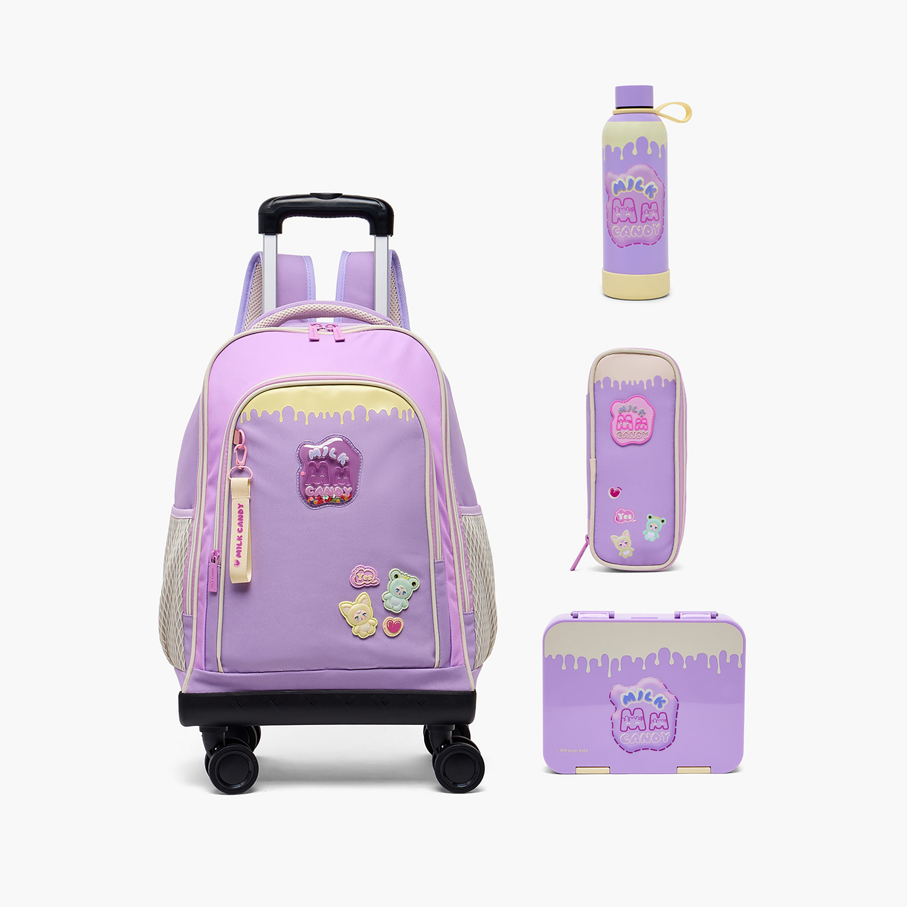 Milk Candy Printed Trolley Bag for Girls 8-12 Years Retractable Handle - 18 inches-school-bagsandbackpacks-trolleybags-image-14