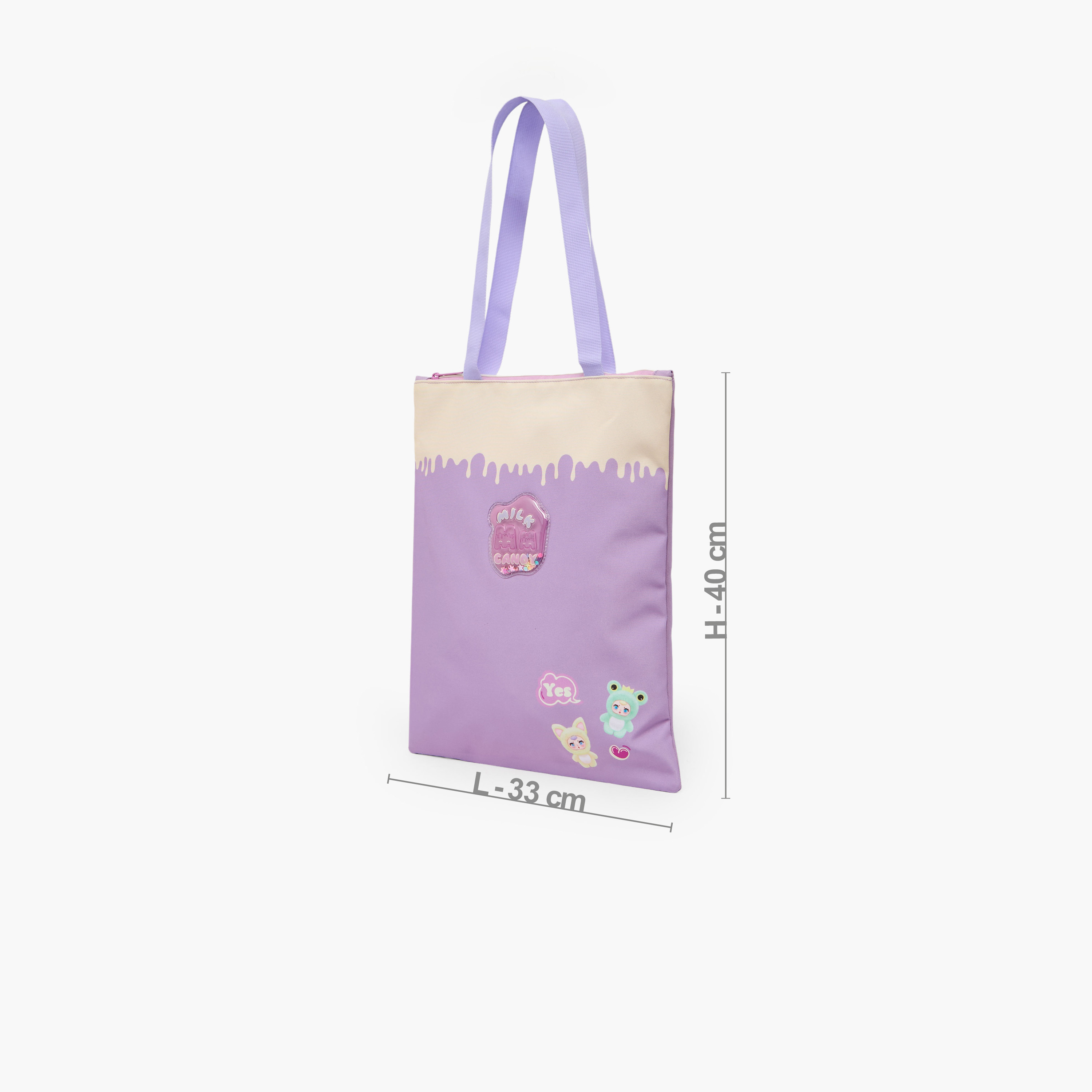 Milk Candy Drip Print Shoulder Bag for Girls 8-12 Years with Double Handle-school-bagsandbackpacks-backpacks-image-9