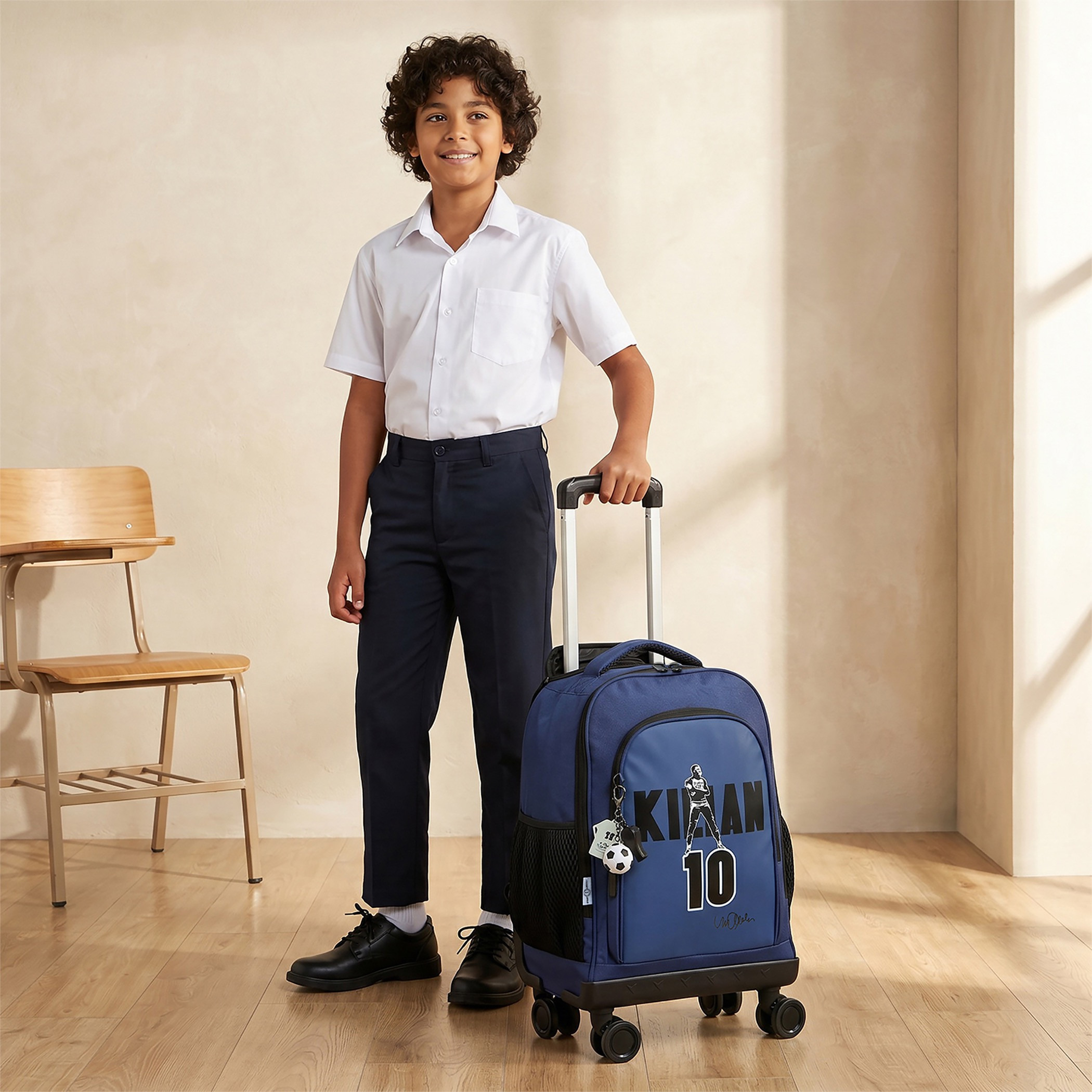 Celebrity Icons Kylian Mbappe Print Trolley Bag for Boys 8-12 Years Retractable Handle - 16 inches-school-bagsandbackpacks-trolleybags-image-4