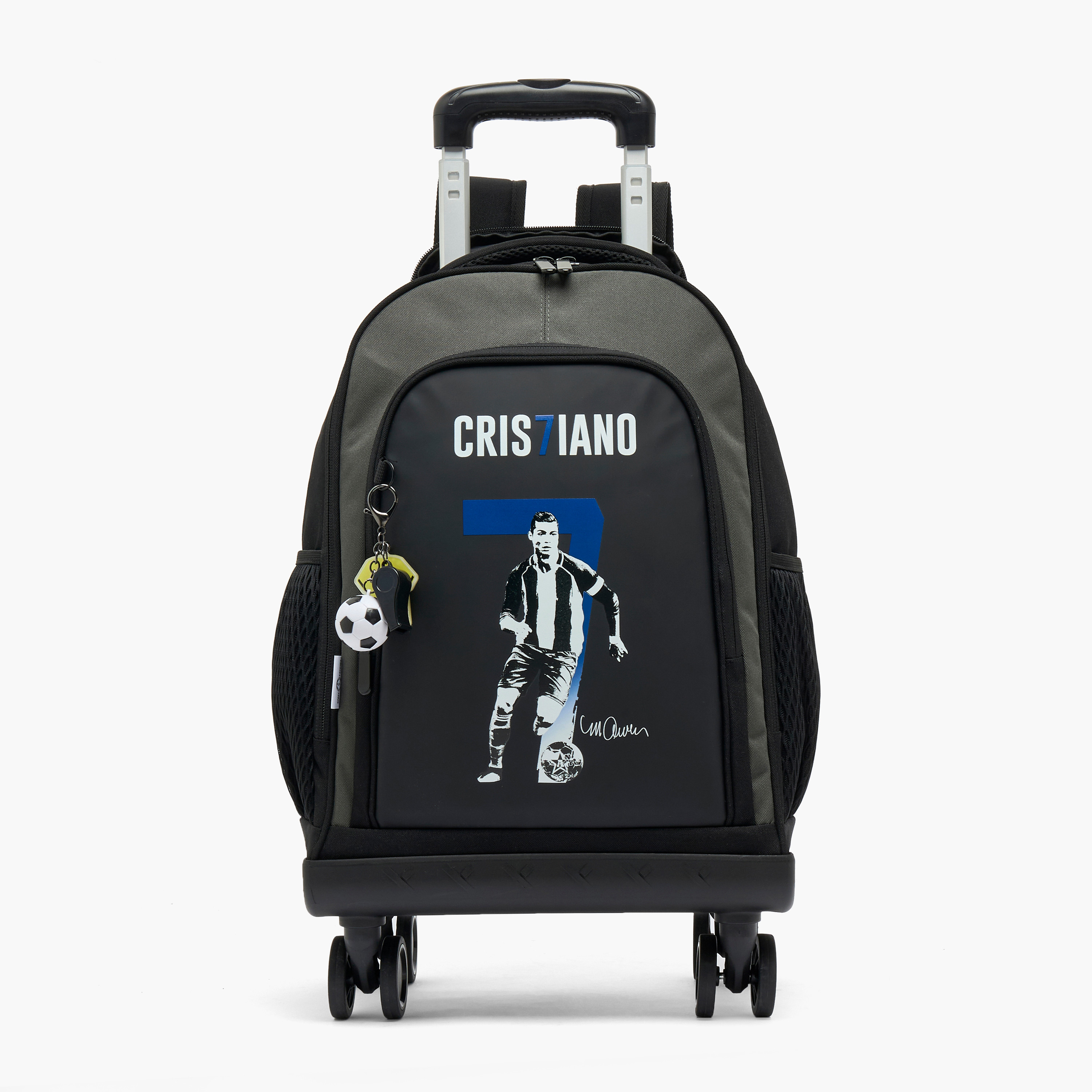 Celebrity Icons Cristiano Print Trolley Bag for Boys 8-12 Years Retractable Handle - 16 inches-school-bagsandbackpacks-trolleybags-image-1