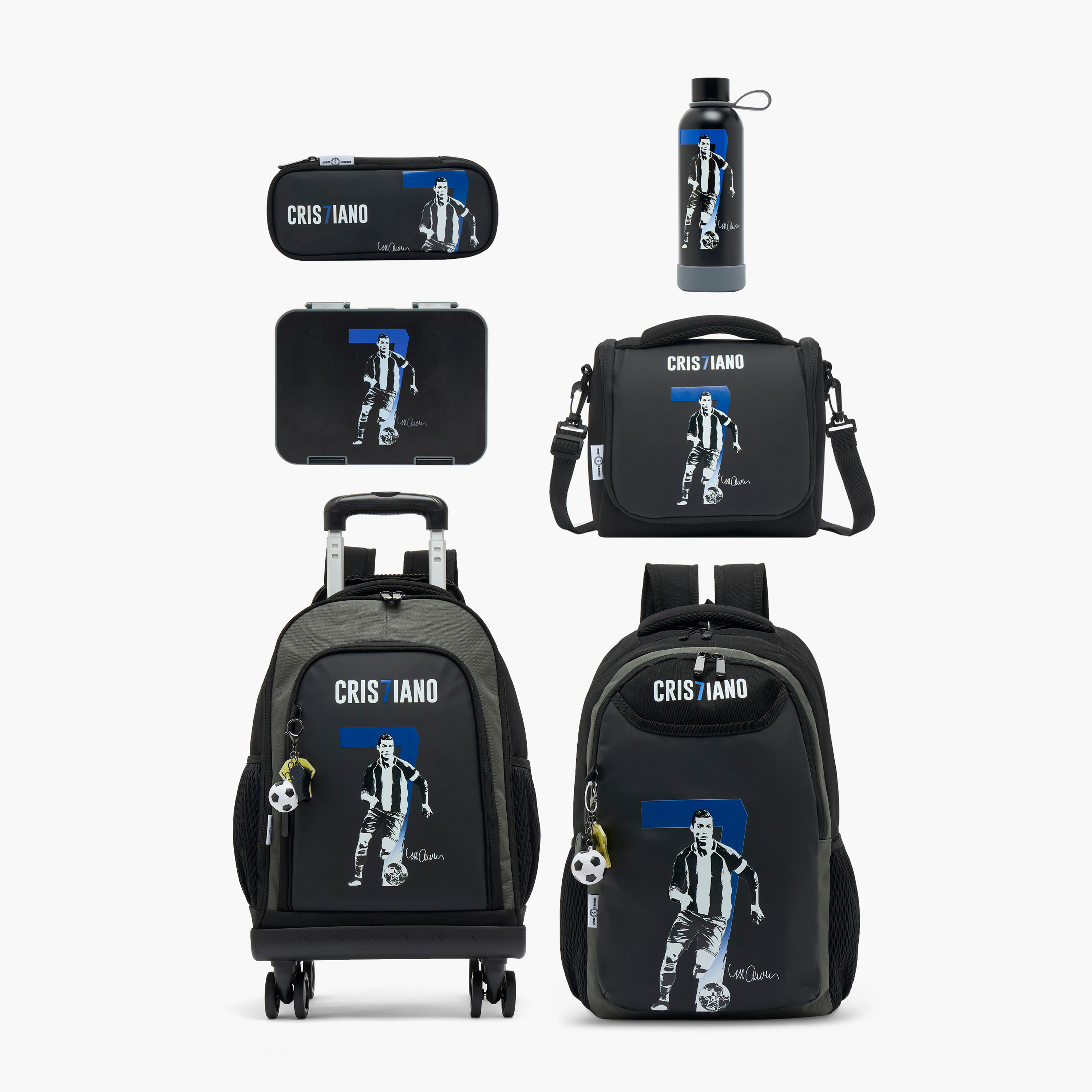 Celebrity Icons Cristiano Print Trolley Bag for Boys 8-12 Years Retractable Handle - 16 inches-school-bagsandbackpacks-trolleybags-image-12