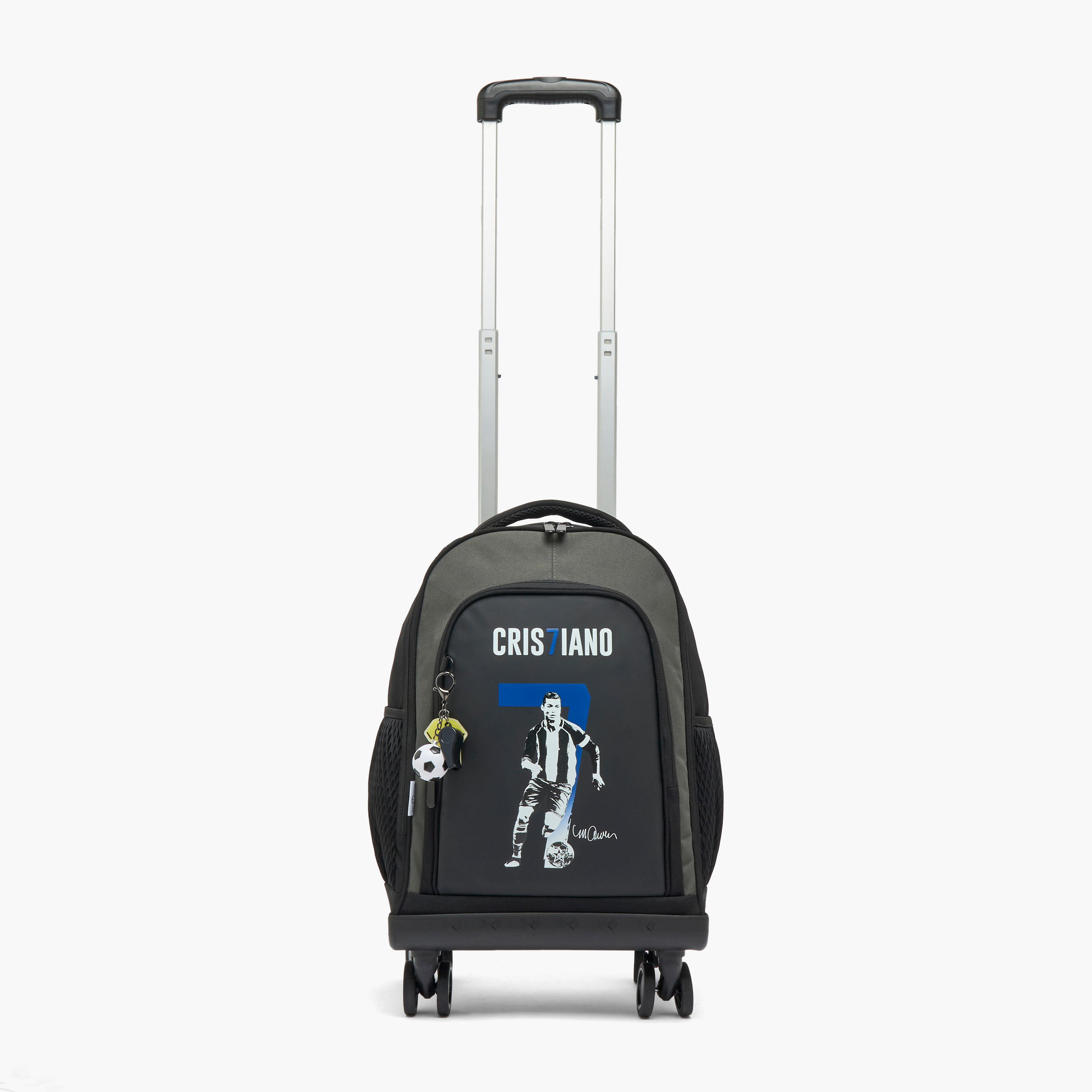 Celebrity Icons Cristiano Print Trolley Bag for Boys 8-12 Years Retractable Handle - 16 inches-school-bagsandbackpacks-trolleybags-image-2