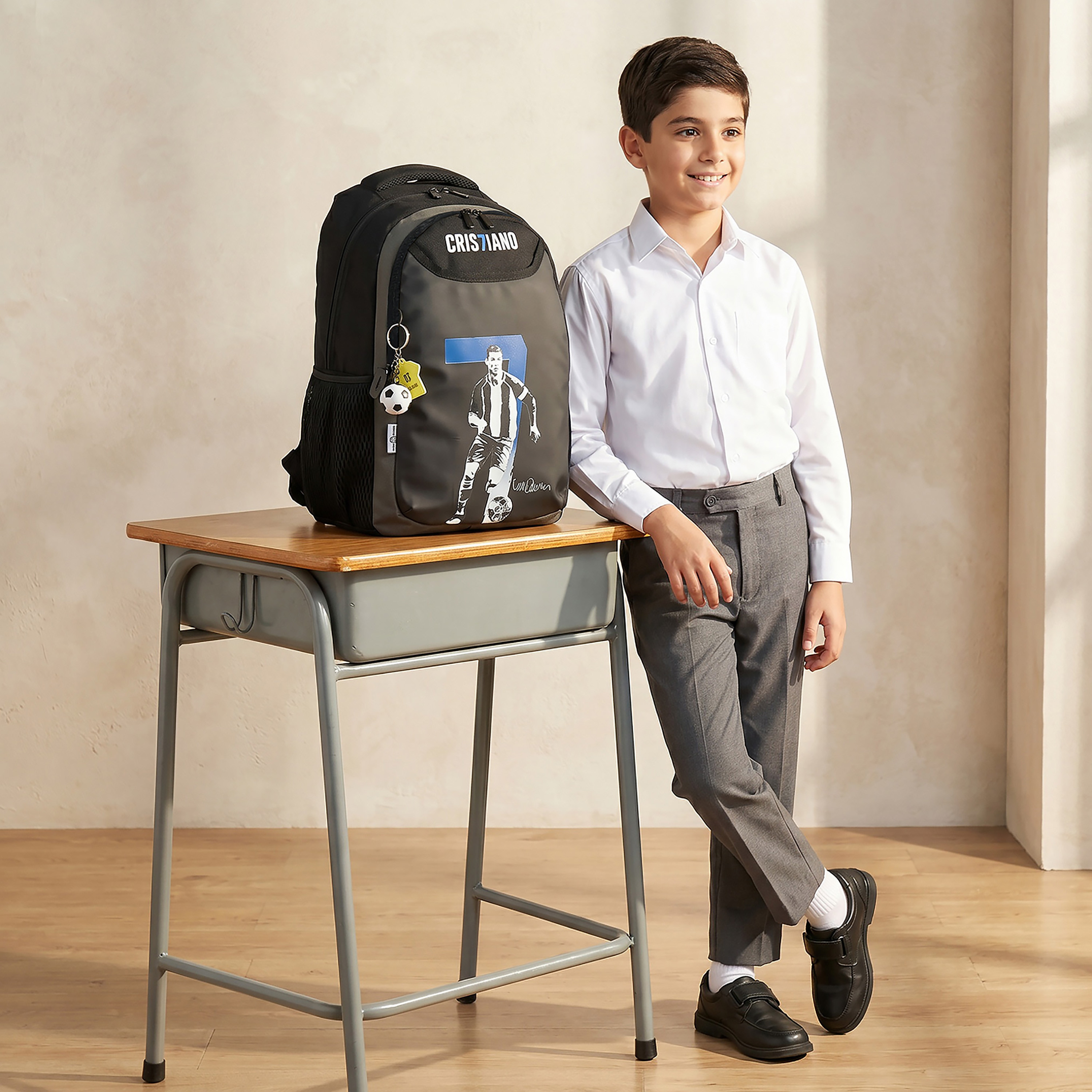 Celebrity Icons Cristiano Ronaldo Print Backpack for Boys 8-13 Years with Padded Straps - 18 inches-school-bagsandbackpacks-backpacks-image-4