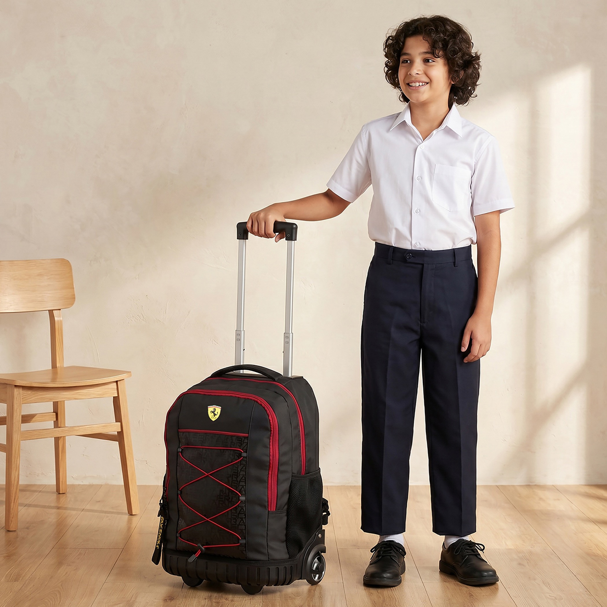 Ferrari Printed Trolley Bag for Boys 8-12 Years Retractable Handle - 18 inches-school-bagsandbackpacks-trolleybags-image-3