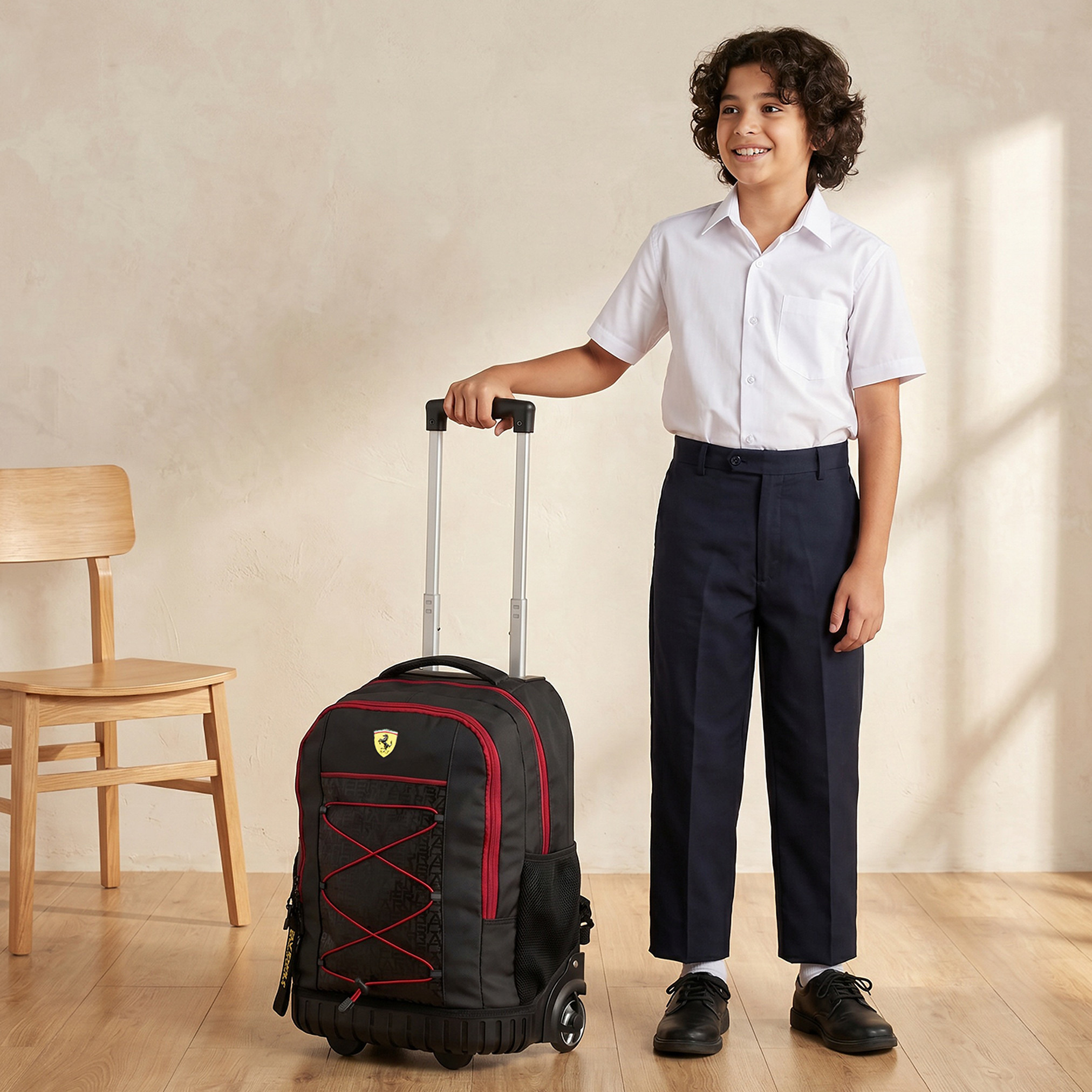 Ferrari Printed Trolley Bag for Boys 8-12 Years Retractable Handle - 18 inches-school-bagsandbackpacks-trolleybags-image-3