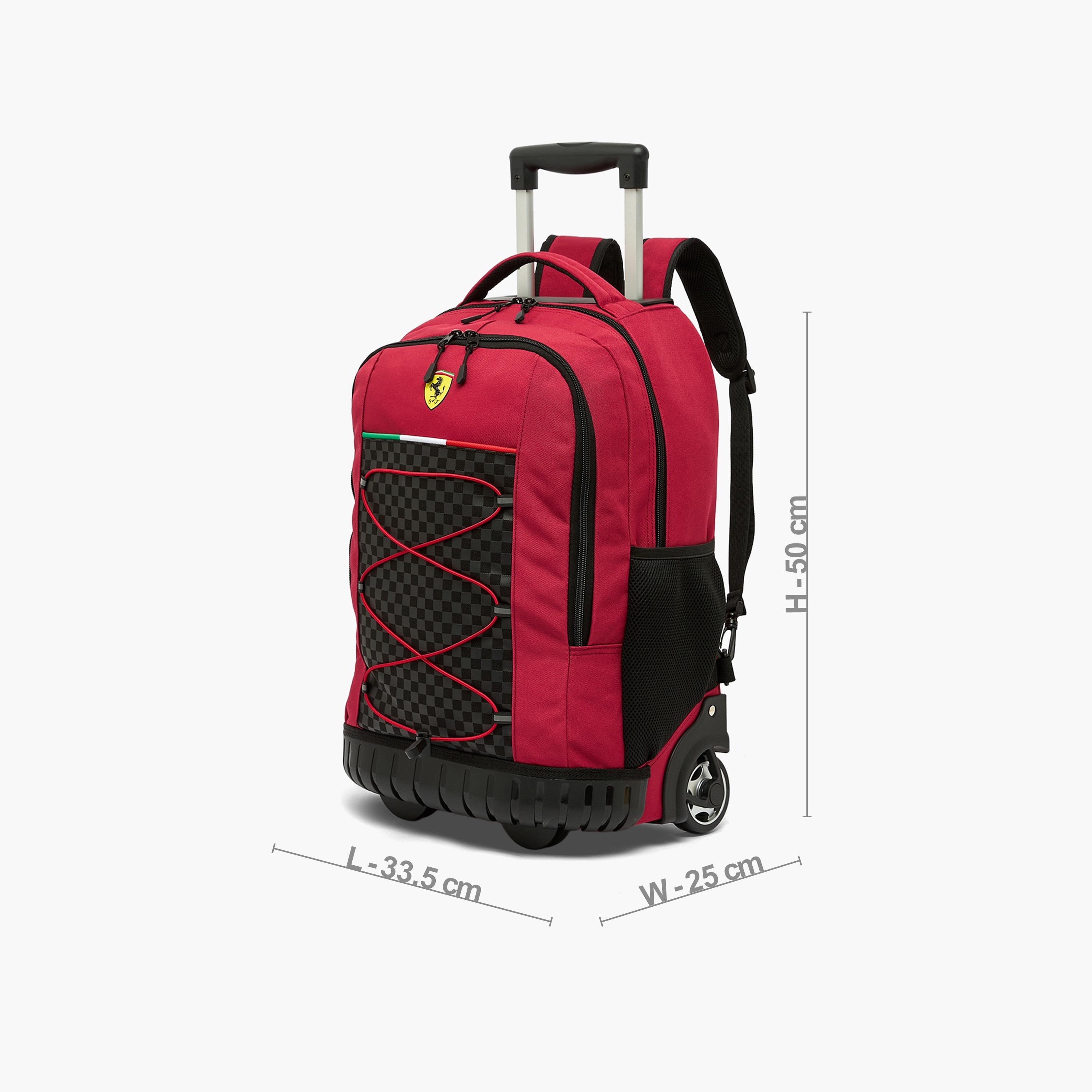 Ferrari Panelled Trolley Bag for Boys 8-12 Years Retractable Handle - 16 inches-school-bagsandbackpacks-trolleybags-image-8