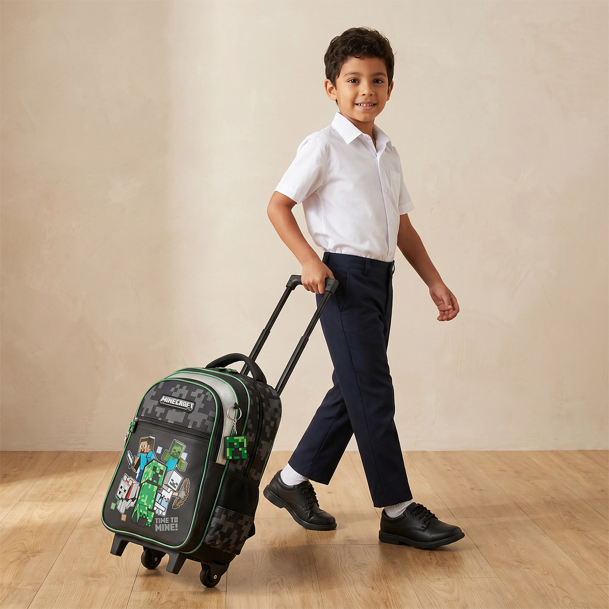Hollywood Magic Minecraft Print Trolley Bag for Boys 5-8 Years with Durable Wheels - 16 inches-school-bagsandbackpacks-trolleybags-image-4