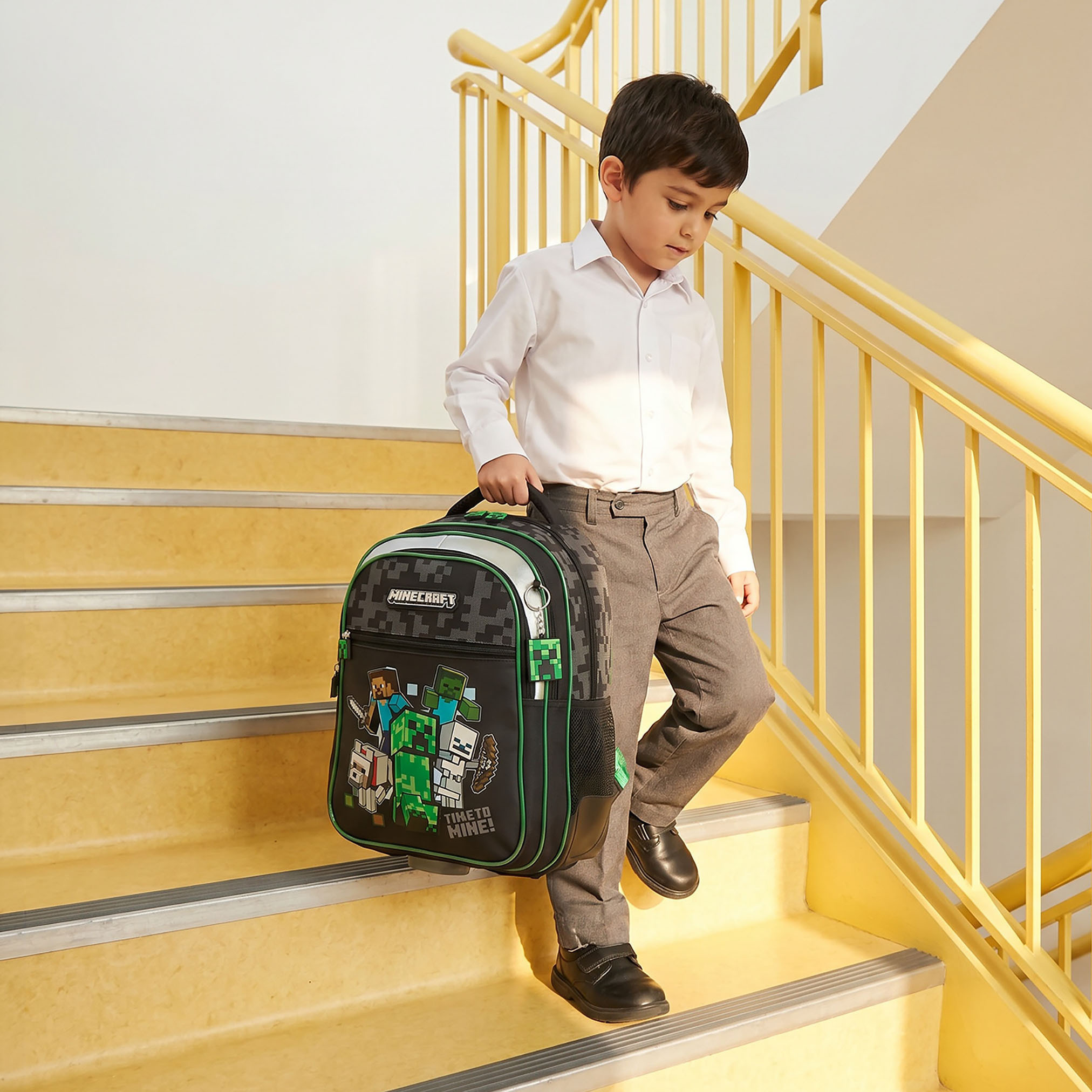 Hollywood Magic Minecraft Print Backpack for Boys 5-8 Years with Padded Shoulder Straps - 16 inches-school-bagsandbackpacks-backpacks-image-3