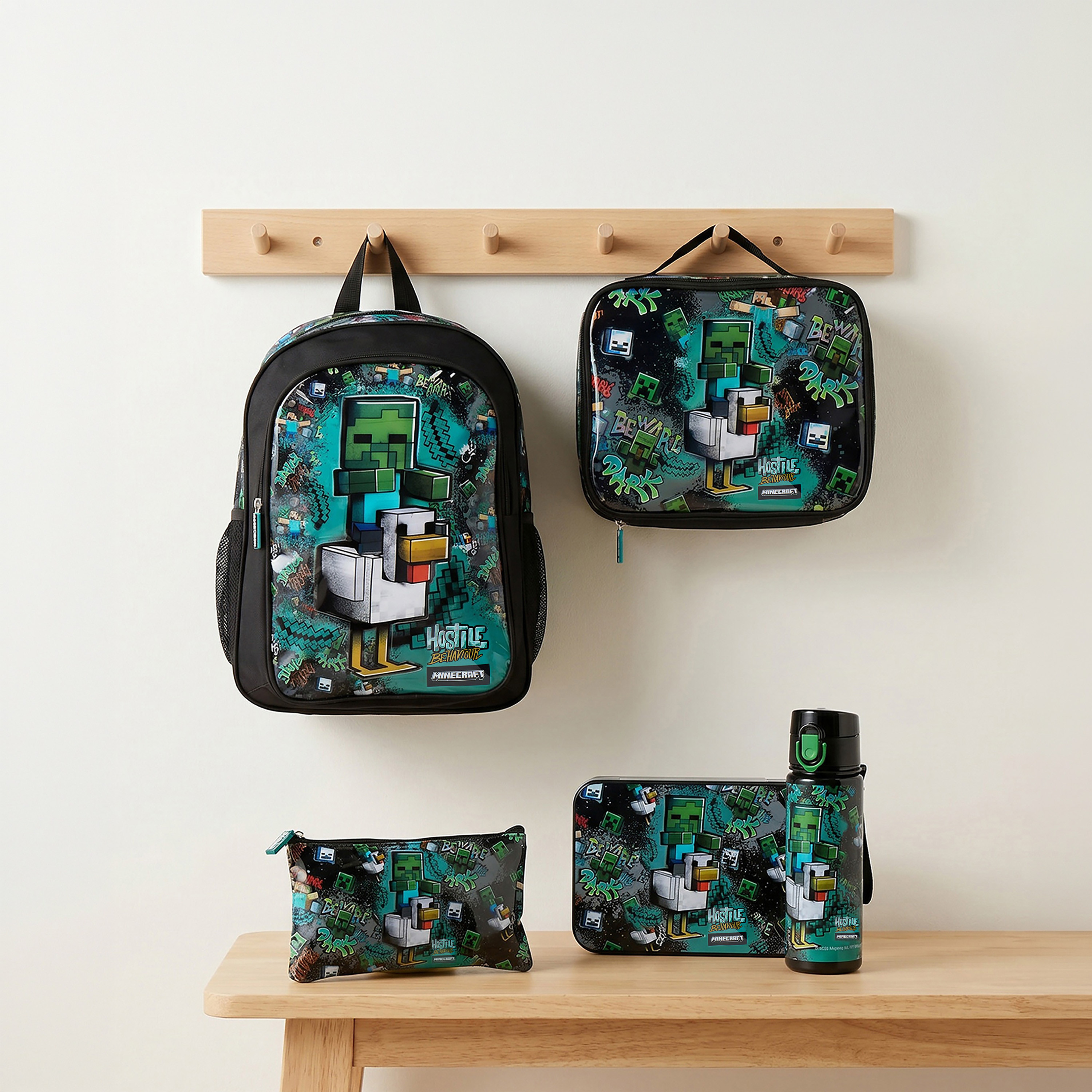 Hollywood Magic Minecraft 5-Piece School Backpack Set for Boys for 5-8 Years with Bottle - 16 inches-school-bagsandbackpacks-backpacks-image-1