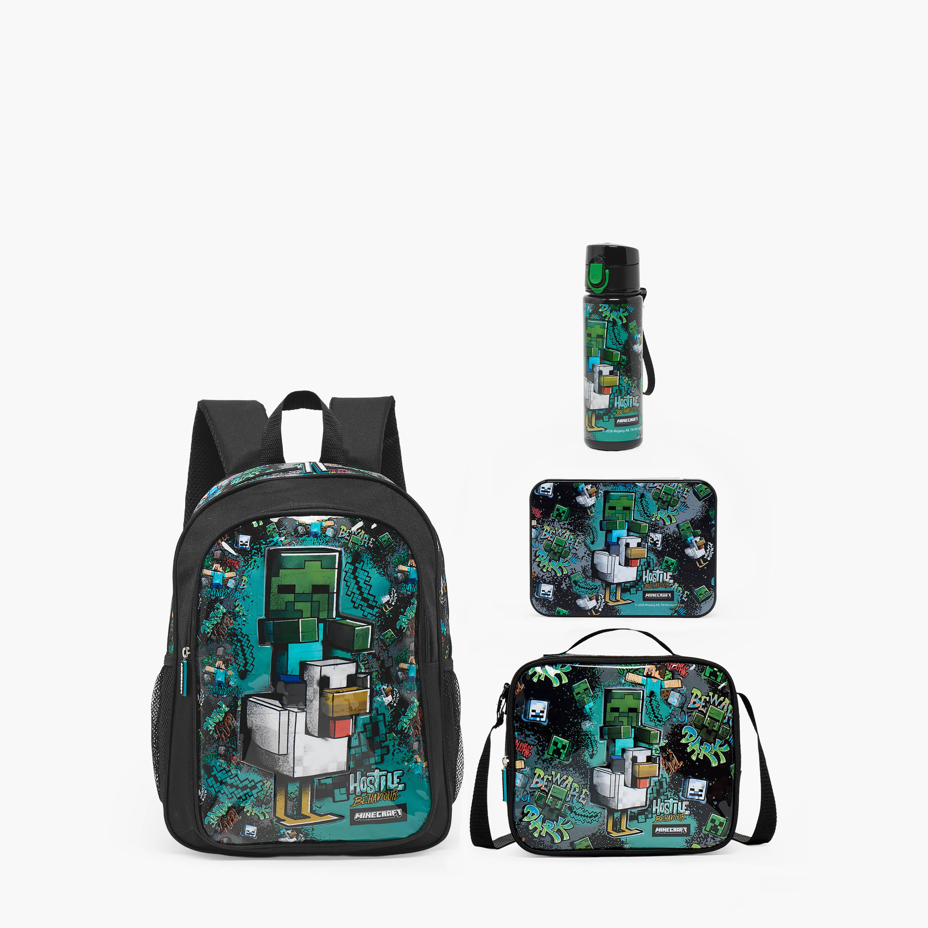 Hollywood Magic Minecraft 5-Piece School Backpack Set for Boys for 5-8 Years with Bottle - 16 inches-school-bagsandbackpacks-backpacks-image-2