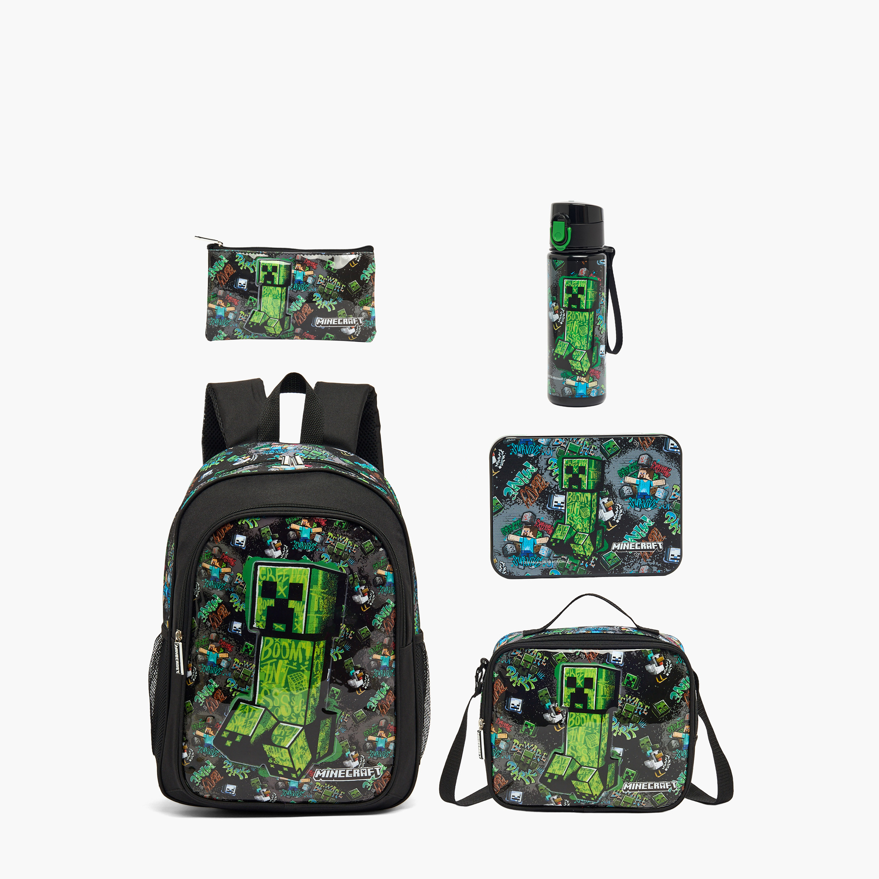 Hollywood Magic Minecraft 5-Piece School Backpack Set for Boys 5-8 Years with Lunch Box - 16 inches-school-bagsandbackpacks-backpacks-image-2