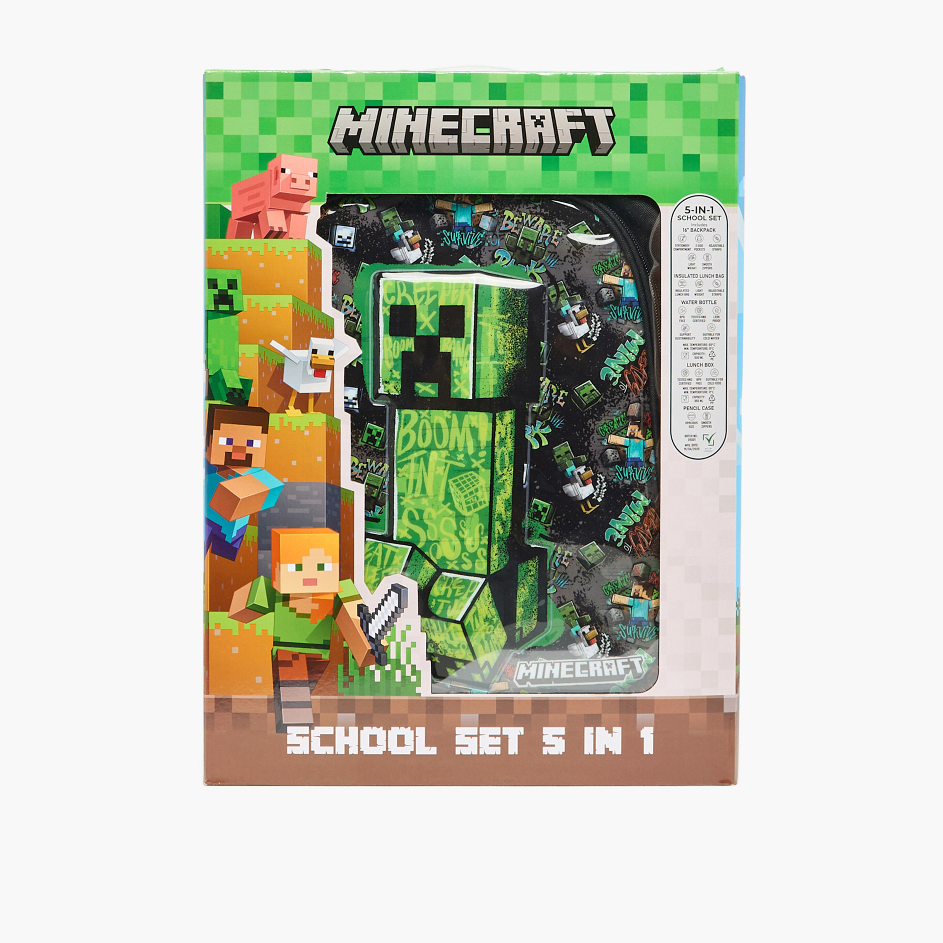 Hollywood Magic Minecraft 5-Piece School Backpack Set for Boys 5-8 Years with Lunch Box - 16 inches-school-bagsandbackpacks-backpacks-image-20
