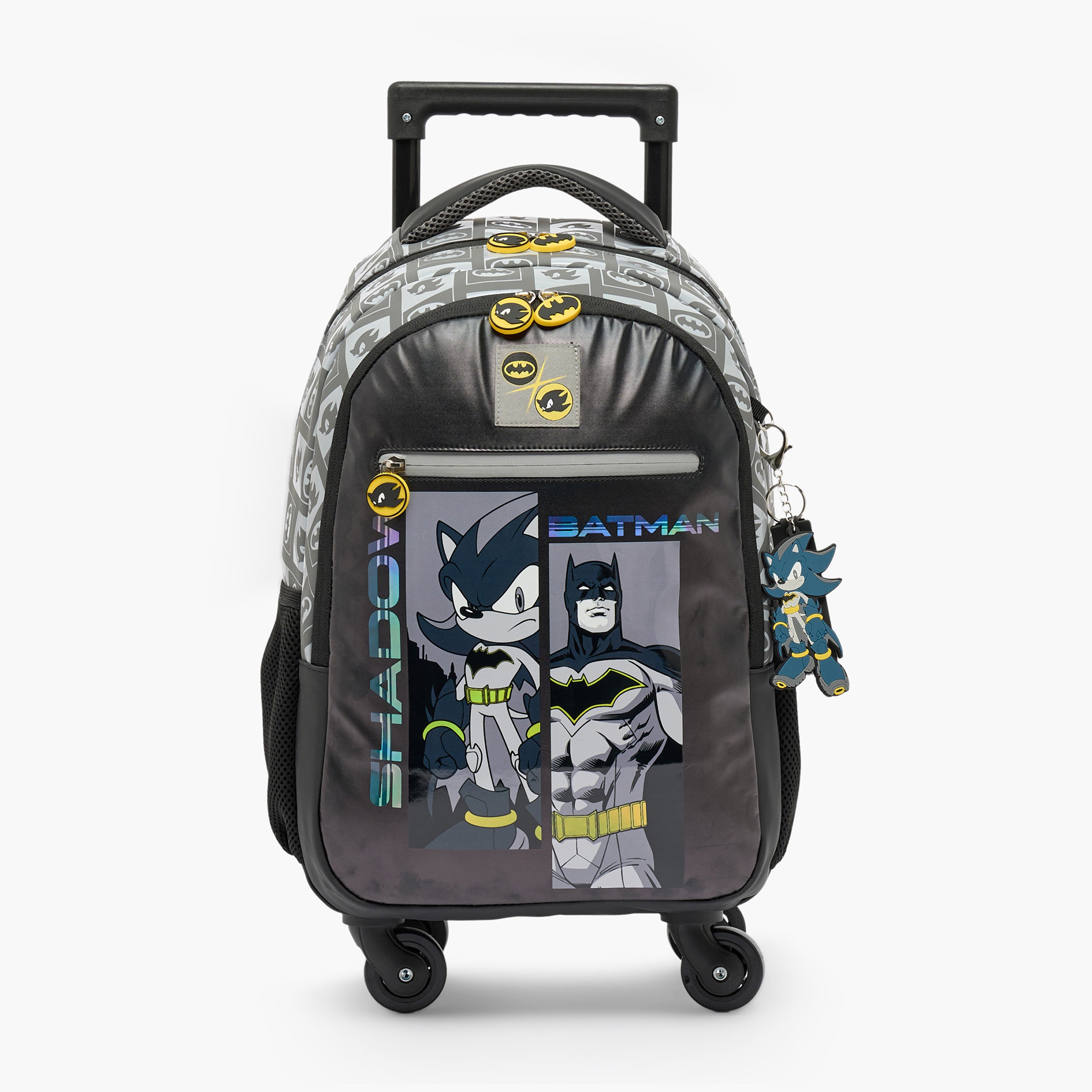 شنطة ترولي بطبعات سونيك وباتمان وعجلات متينة للأولاد من 5-8 سنوات - 16 بوصة-school-bagsandbackpacks-trolleybags-image-1