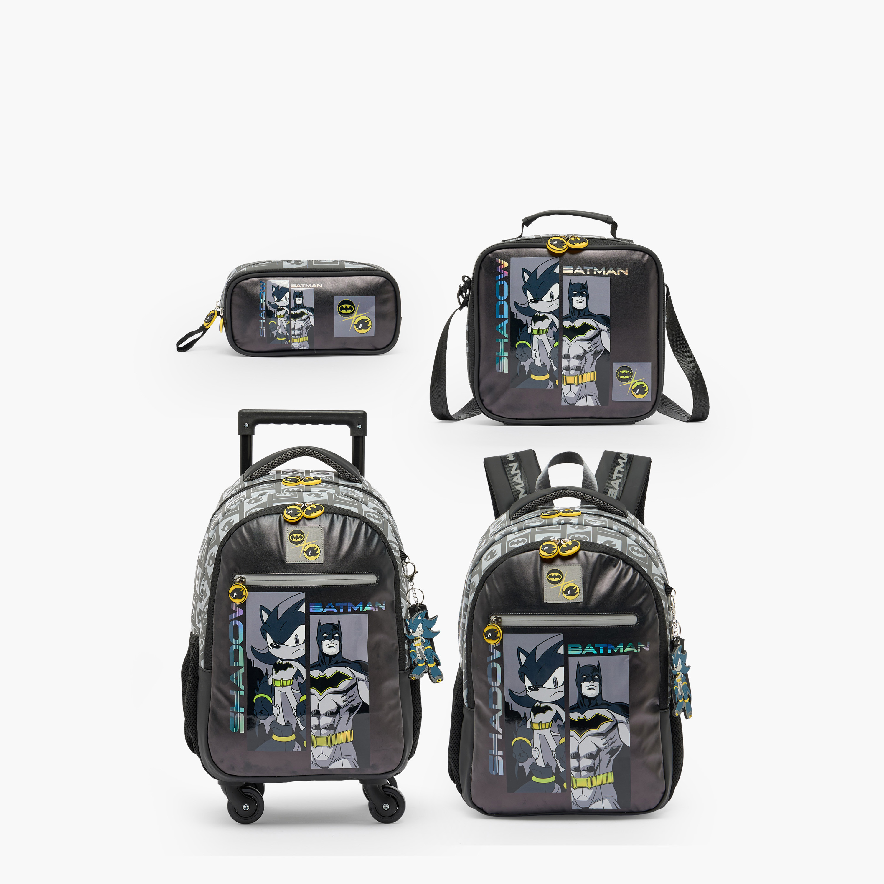 شنطة ترولي بطبعات سونيك وباتمان وعجلات متينة للأولاد من 5-8 سنوات - 16 بوصة-school-bagsandbackpacks-trolleybags-image-13