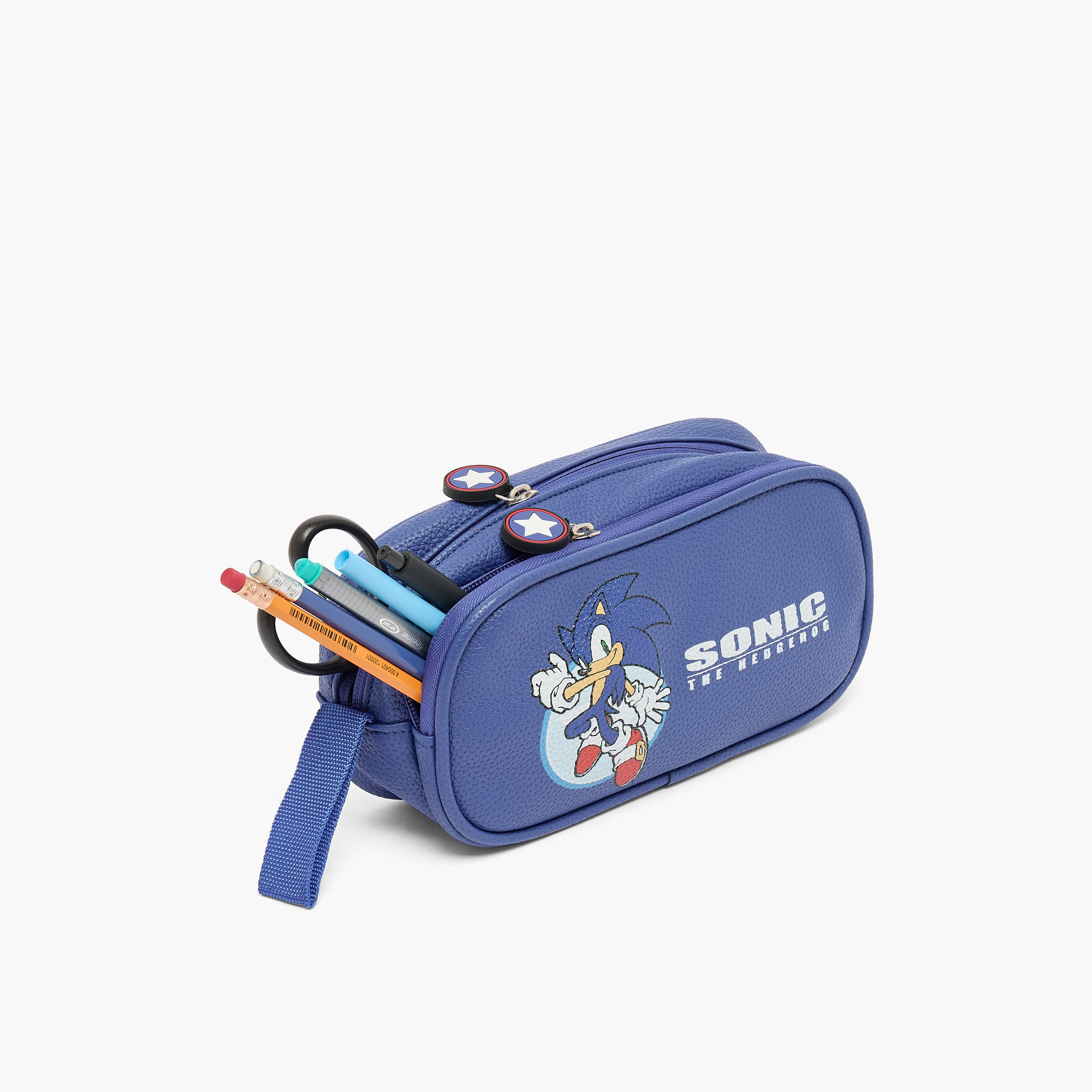مقلمة جلد صناعي بقسمين وطبعات سونيك من هوليوود ماجيك-school-stationery-pencilcases-image-6