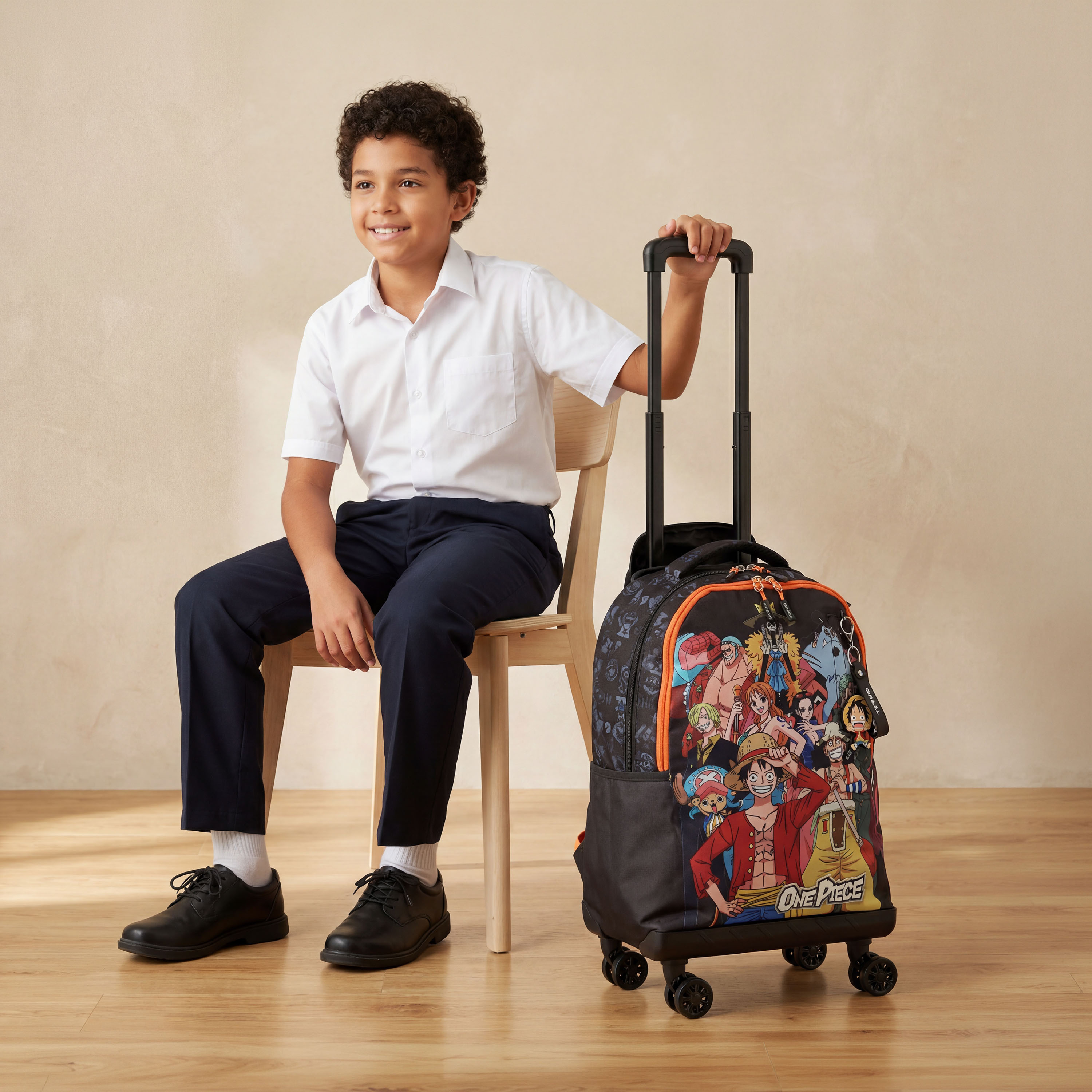 Toei Animation One Piece Print Trolley Bag for Boys 8-12 Years with Durable Wheels - 18 inches-school-bagsandbackpacks-trolleybags-image-3