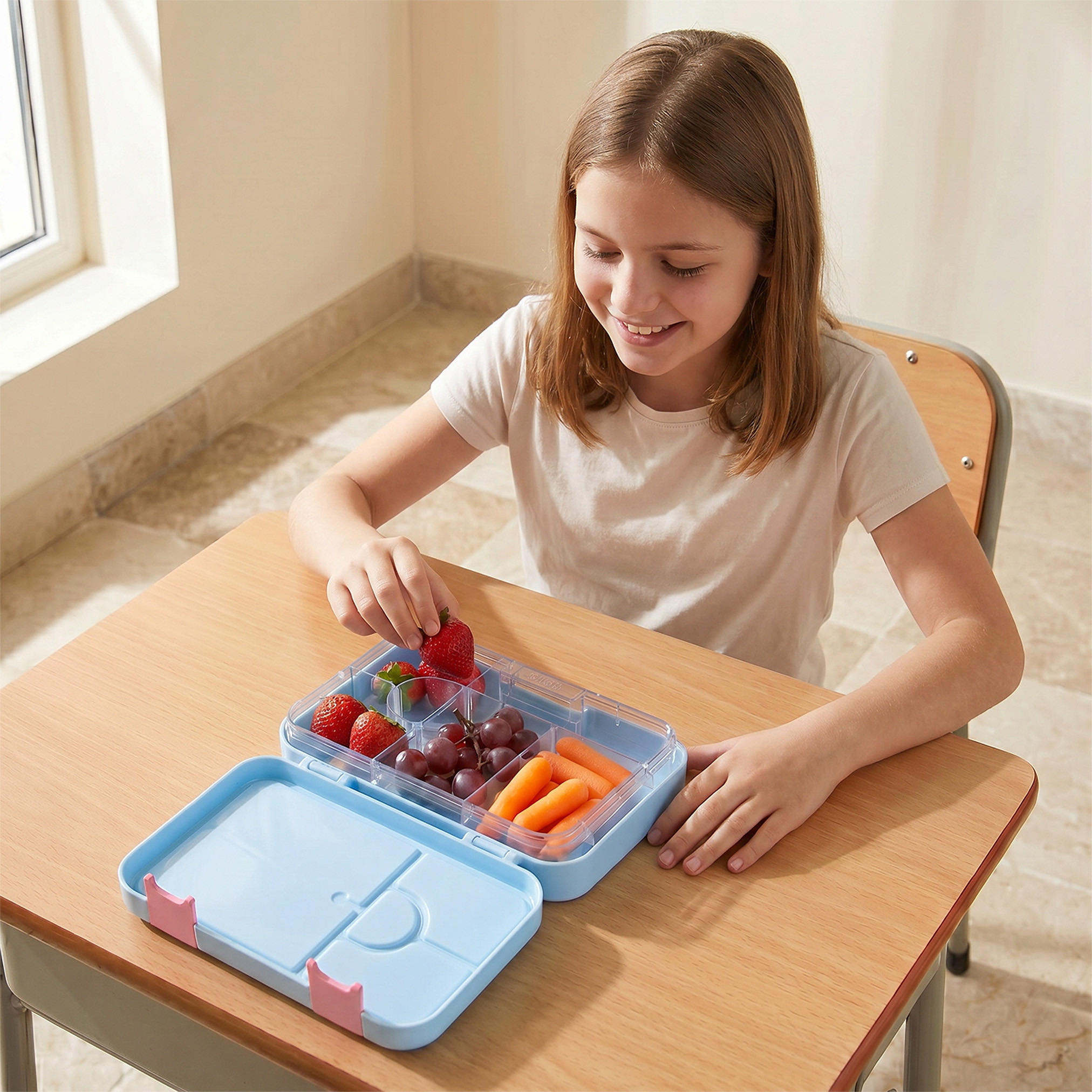 صندوق غداء بينتو بطبعات وبغطاء بمشبك إغلاق من بيمبي-school-lunchessentials-lunchboxes-image-3