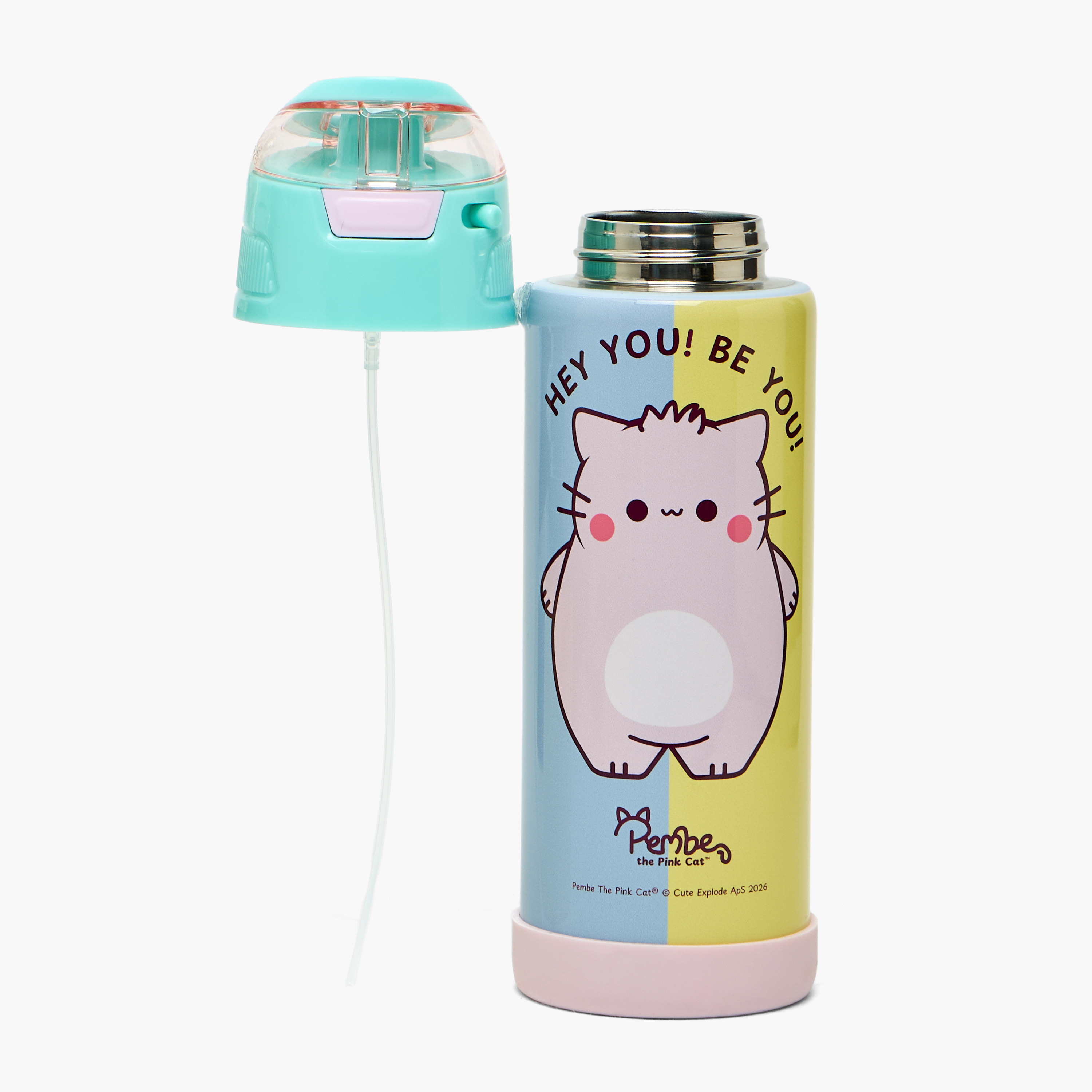Pembe Cat Print Stainless Steel Water Bottle with Spout and Flip Lid-school-waterbottles-image-2