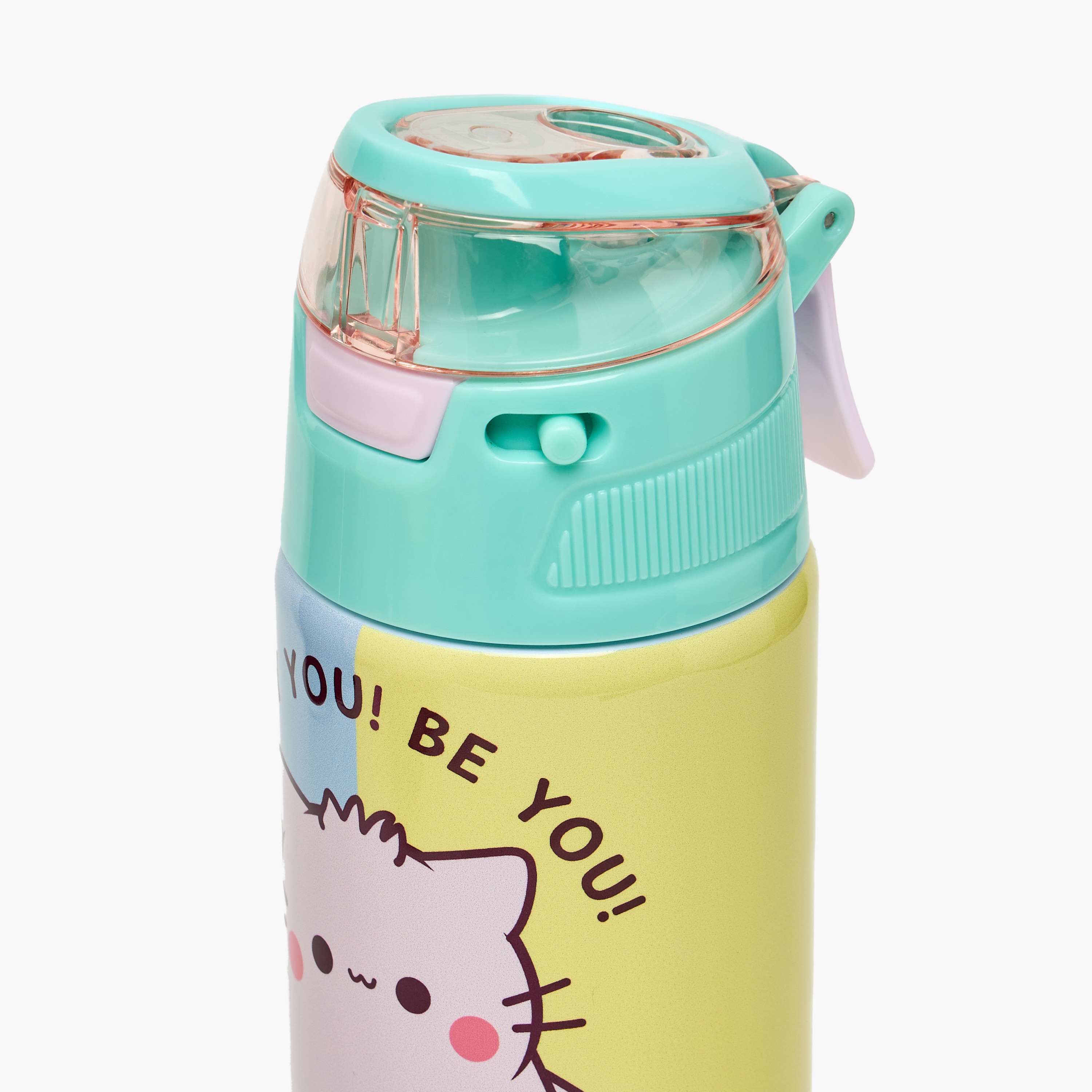 Pembe Cat Print Stainless Steel Water Bottle with Spout and Flip Lid-school-waterbottles-image-4