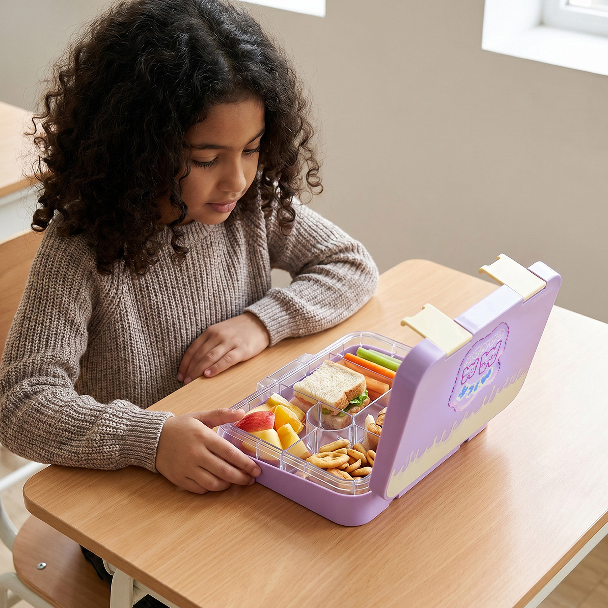 صندوق غداء بينتو بطبعات ميلك كاندي ومشبك إغلاق للبنات-school-lunchessentials-lunchboxes-image-3