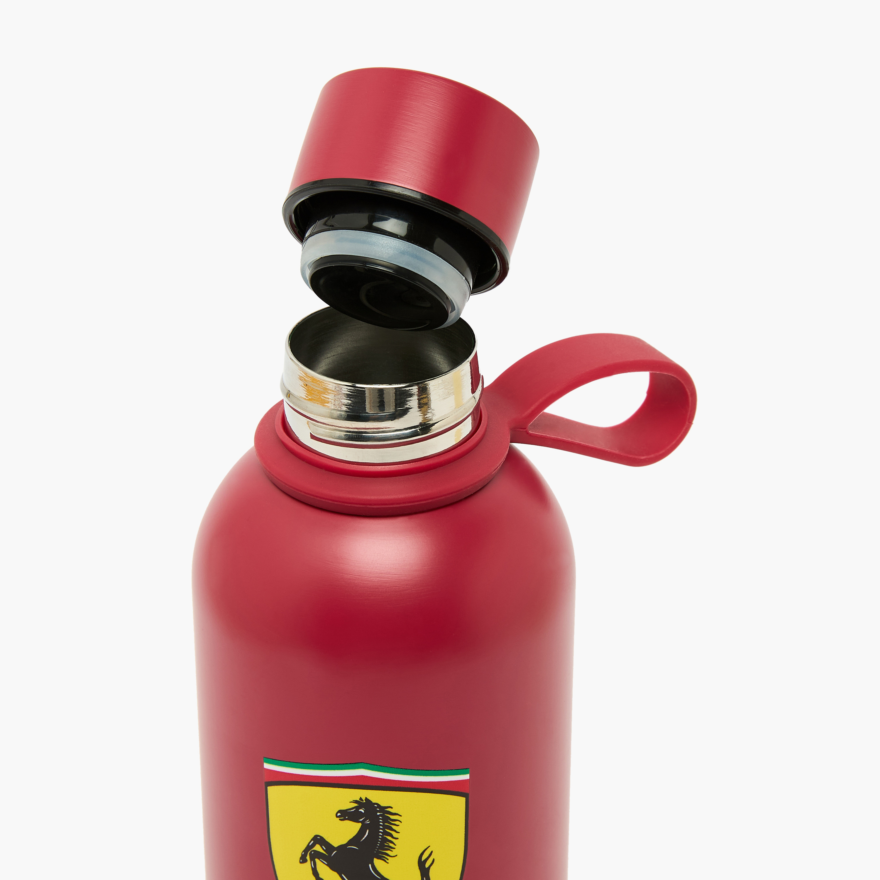قارورة مياه ستانلس ستيل بطبعات شعار فيراري ومقبض حلقي من فيراري-school-waterbottles-image-6