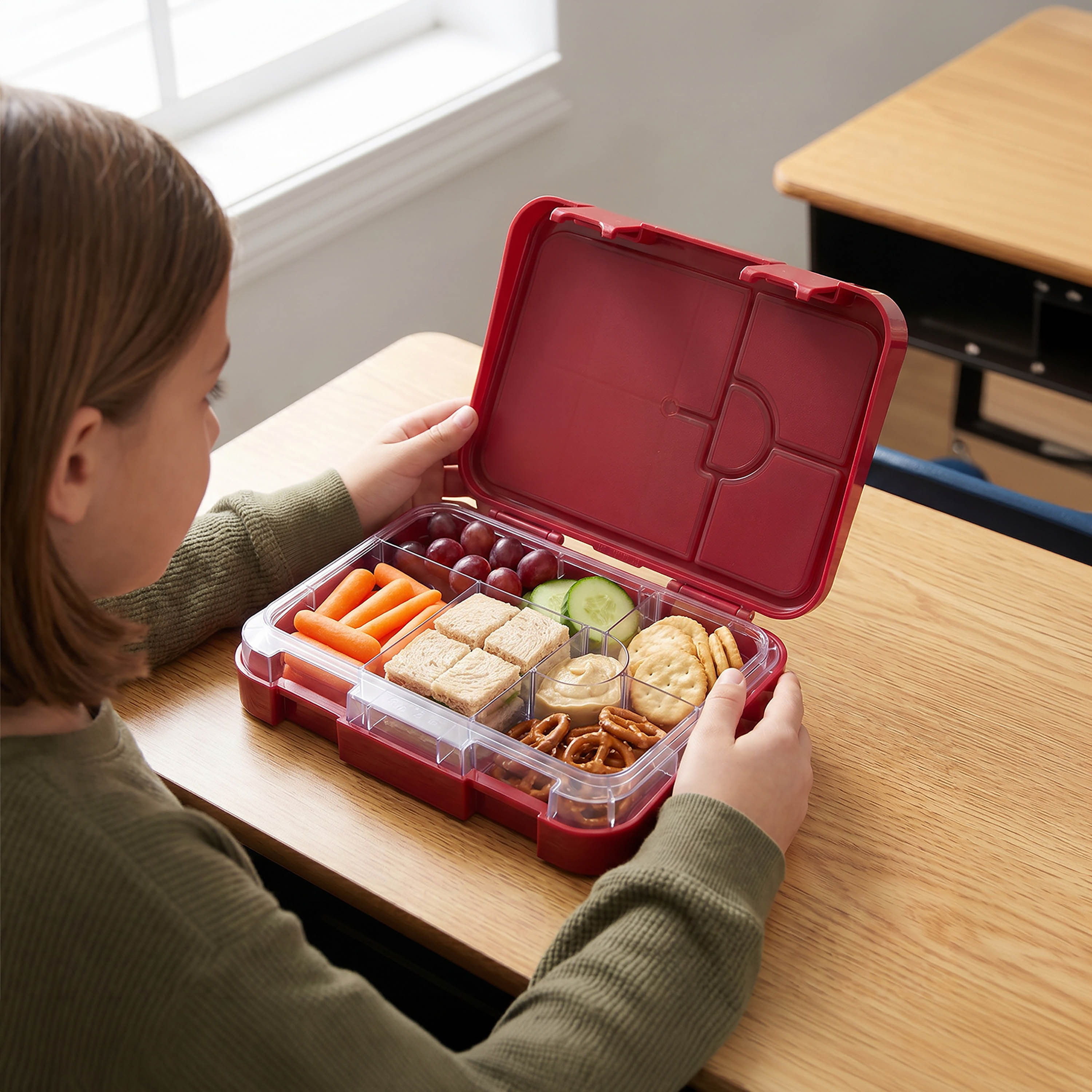 صندوق غداء بنتو بطبعة شعار فيراري للأولاد مع غطاء بقفل كبس-school-lunchessentials-lunchboxes-image-3