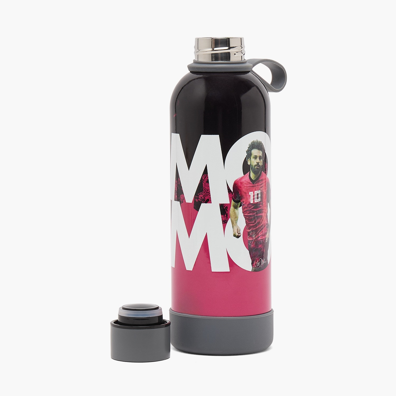 Celebrity Icons Mo Salah Stainless Steel Water Bottle with Wide Mouth and Carry Loop-school-waterbottles-image-2