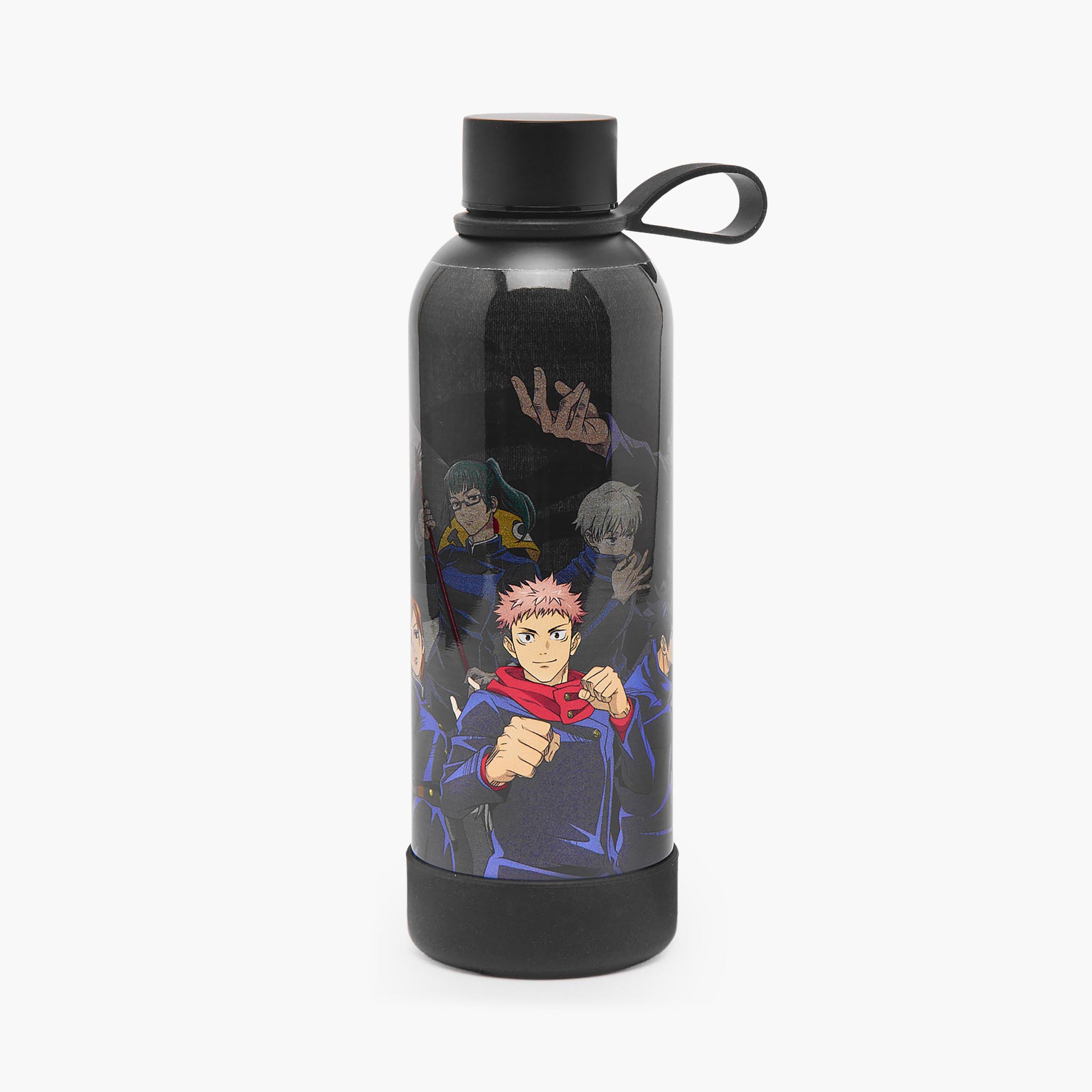 Hollywood Magic Jujutsu Kaisen Print Stainless Steel Water Bottle with Wide Mouth and Handle-school-waterbottles-image-1