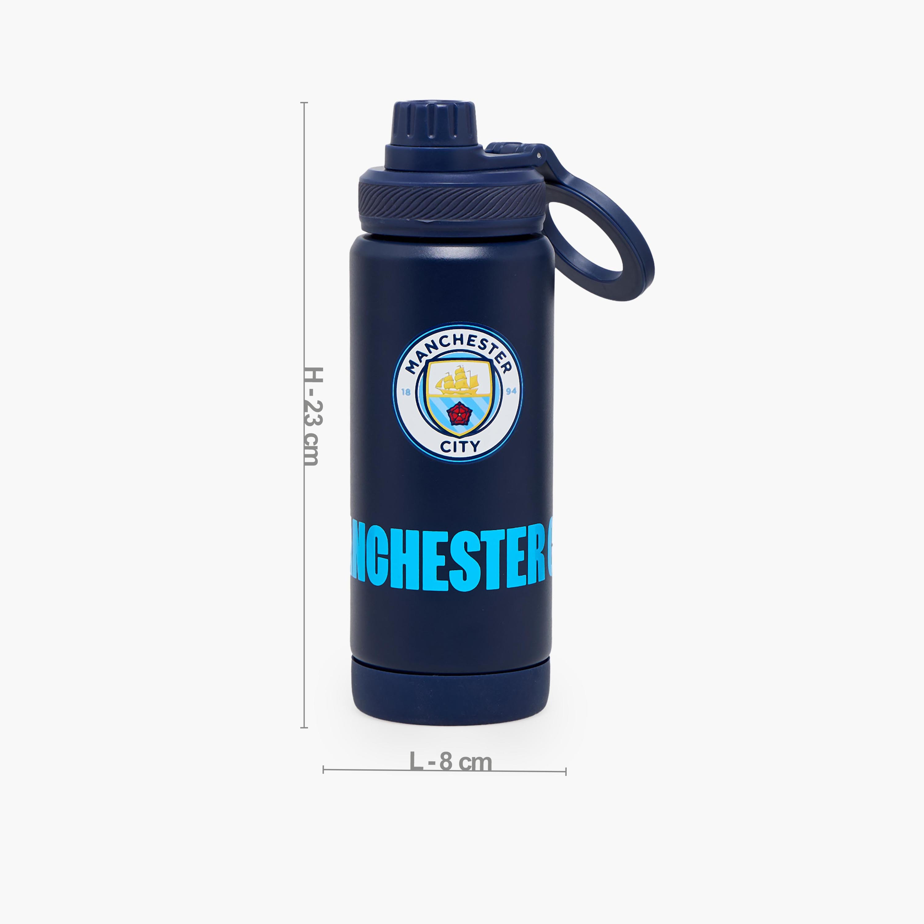 قارورة مياه ستانليس ستيل بفوهة ومقبض وطبعات نادي مانشستر سيتي-school-waterbottles-image-3