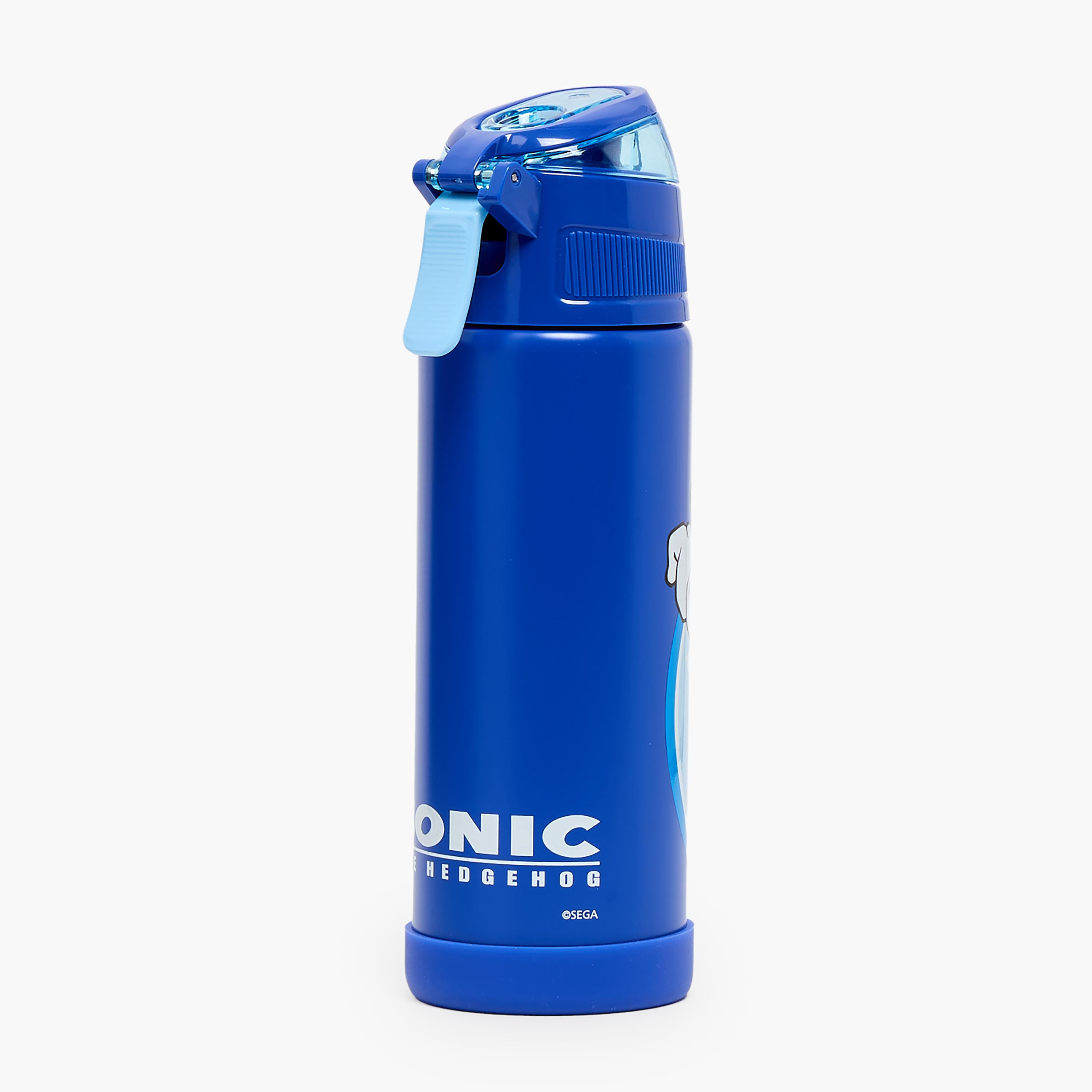 قارورة مياه ستانلس ستيل بفوهة وطبعات سونيك ومقبض من هوليوود ماجيك-school-waterbottles-image-8