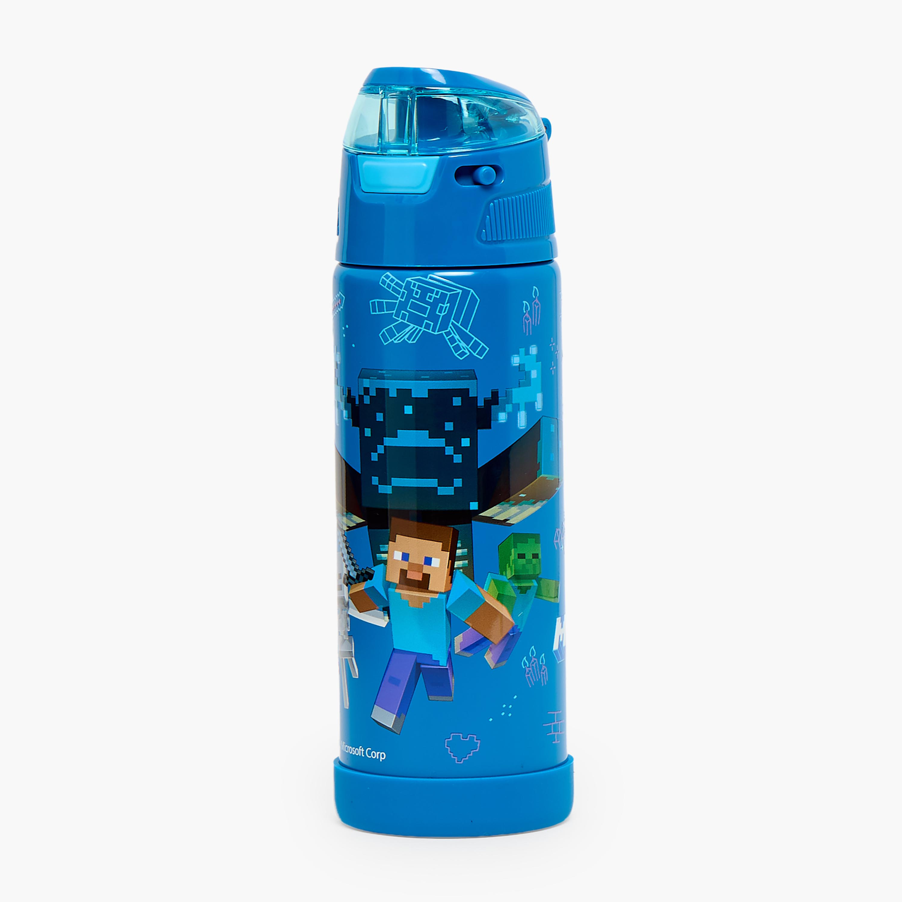قارورة ماء ستانلس ستيل بطبعة ماين كرافت بفوهة ومقبض من هوليوود ماجيك-school-waterbottles-image-1