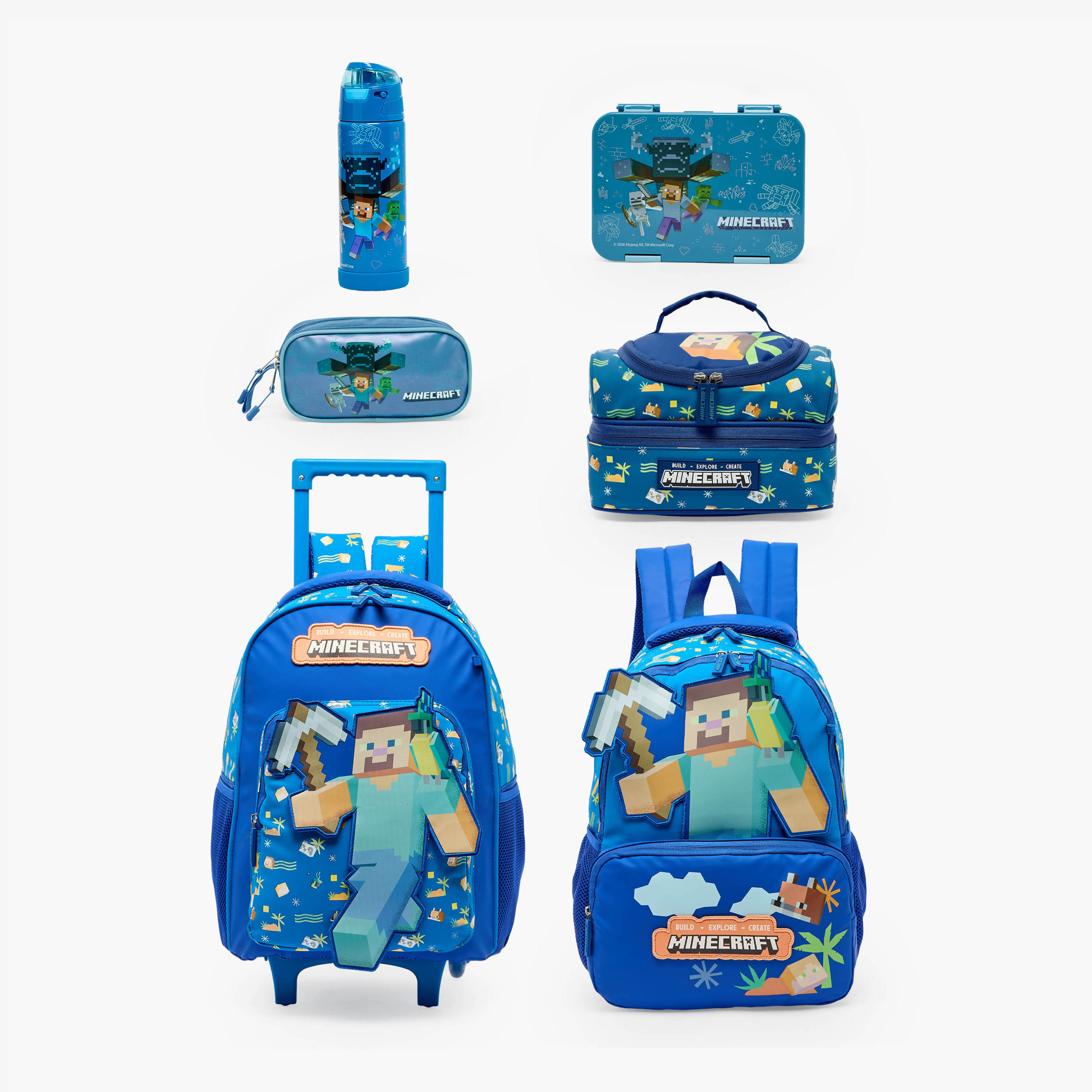 قارورة ماء ستانلس ستيل بطبعة ماين كرافت بفوهة ومقبض من هوليوود ماجيك-school-waterbottles-image-11