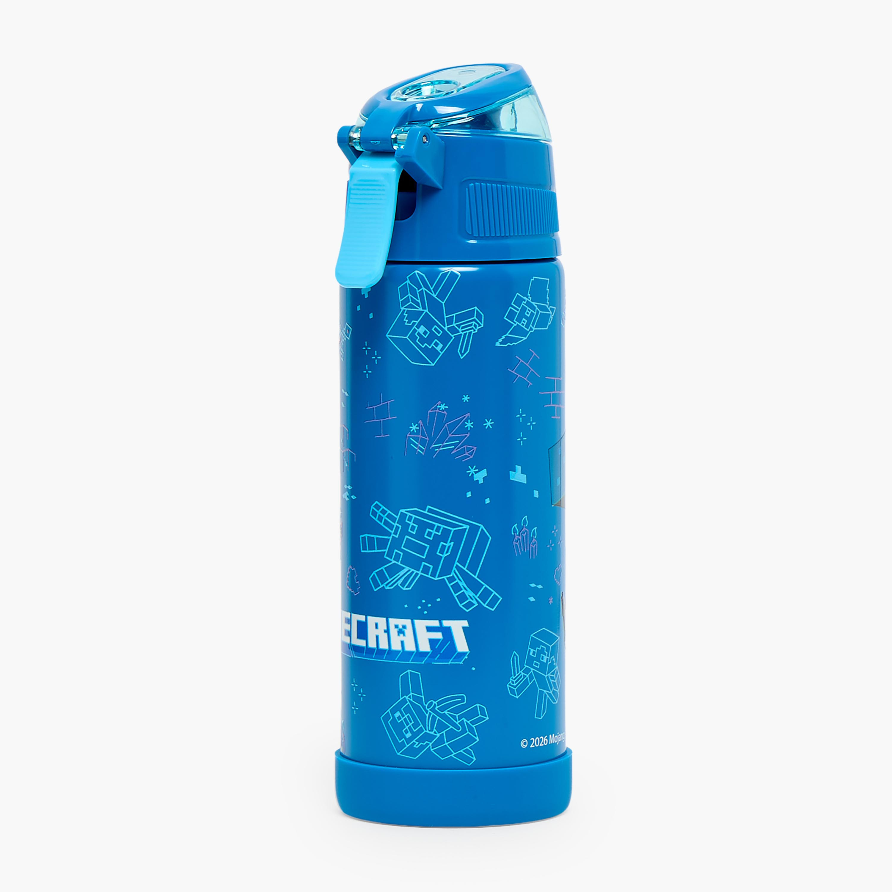 قارورة ماء ستانلس ستيل بطبعة ماين كرافت بفوهة ومقبض من هوليوود ماجيك-school-waterbottles-image-9