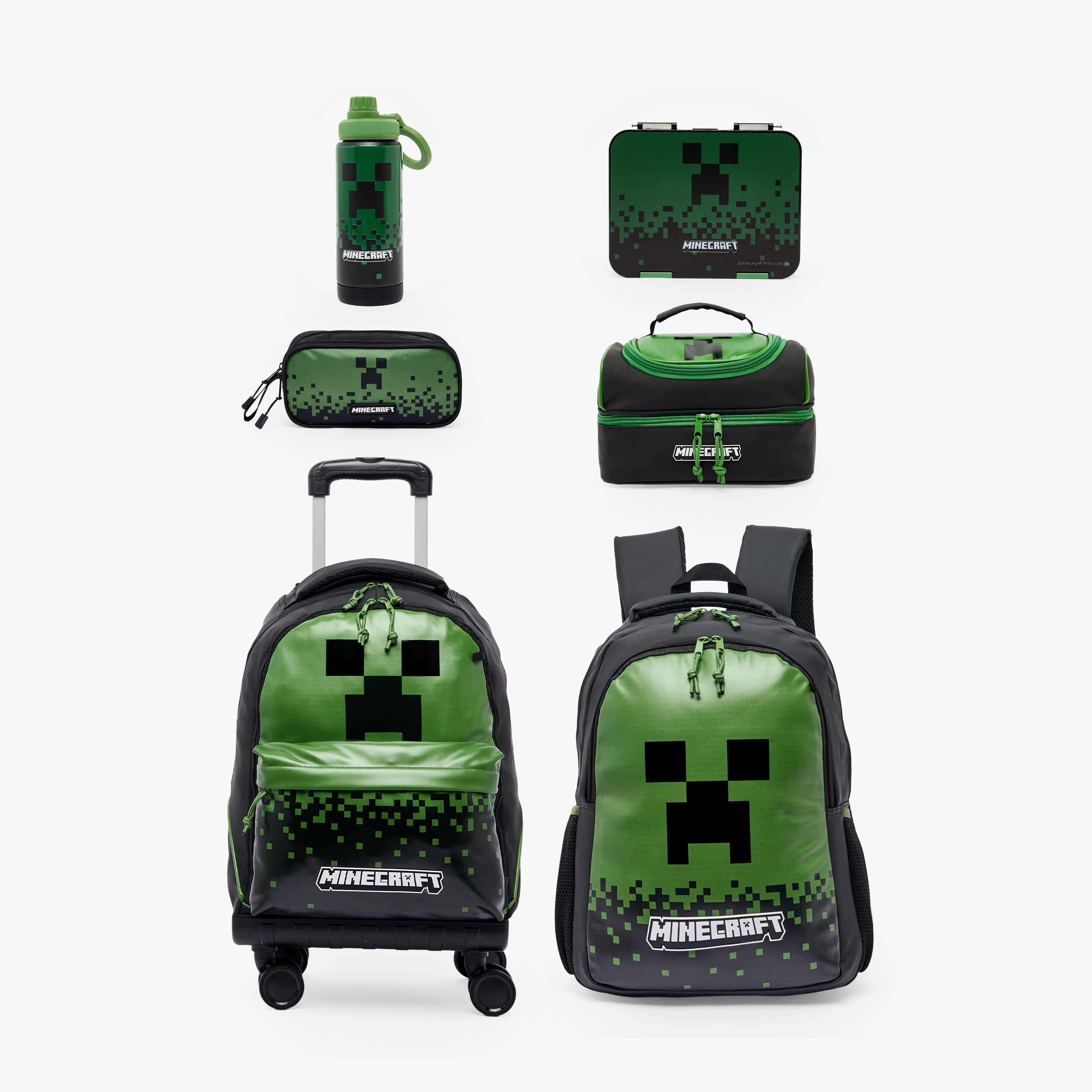 قارورة مياه ستانلس ستيل بفوهة وطبعات ماينكرافت ومقبض من هوليوود ماجيك-school-waterbottles-image-10