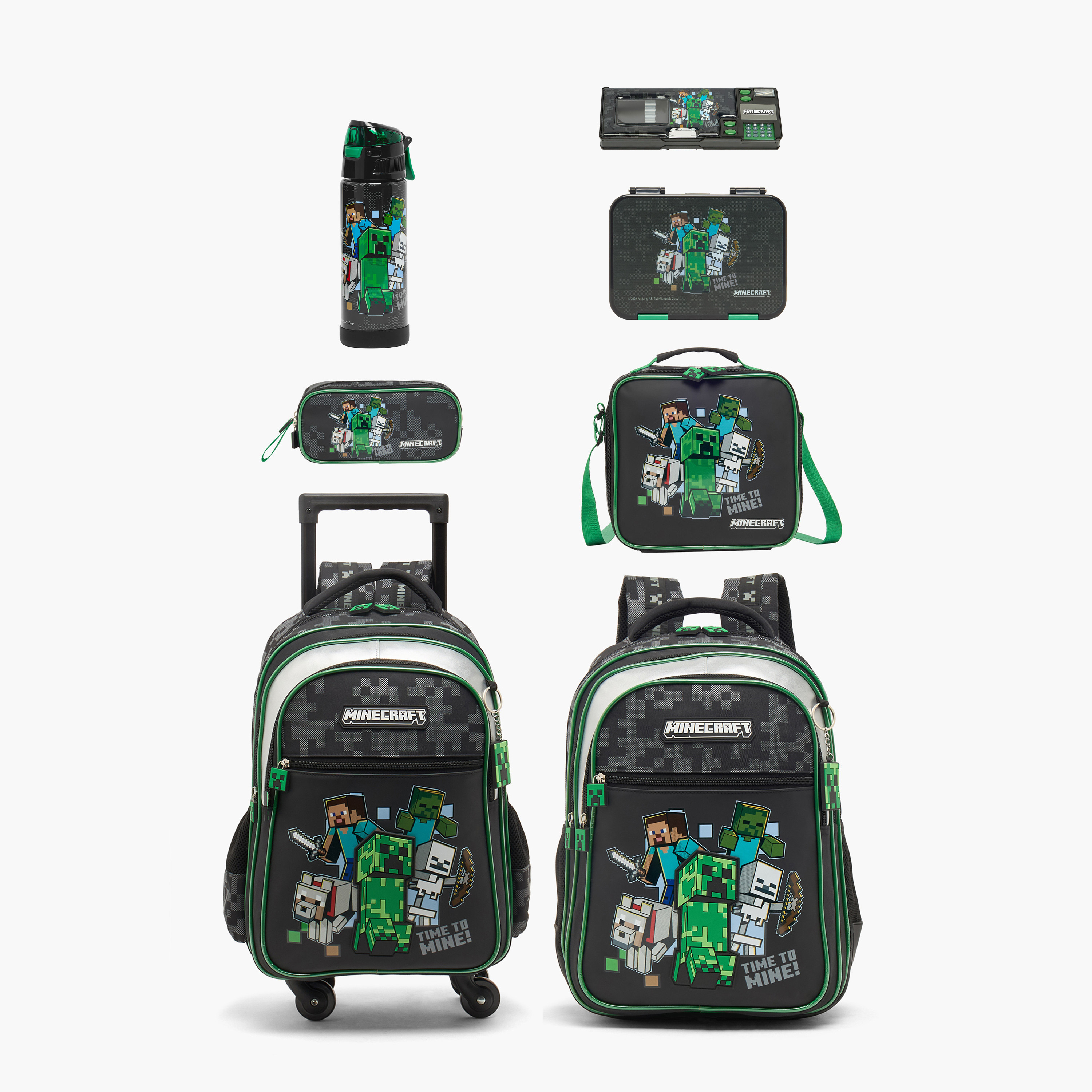 قارورة مياه ستانلس ستيل بطبعات ماينكرافت ,فوهة ومقبض حمل من هوليوود ماجيك-school-waterbottles-image-11