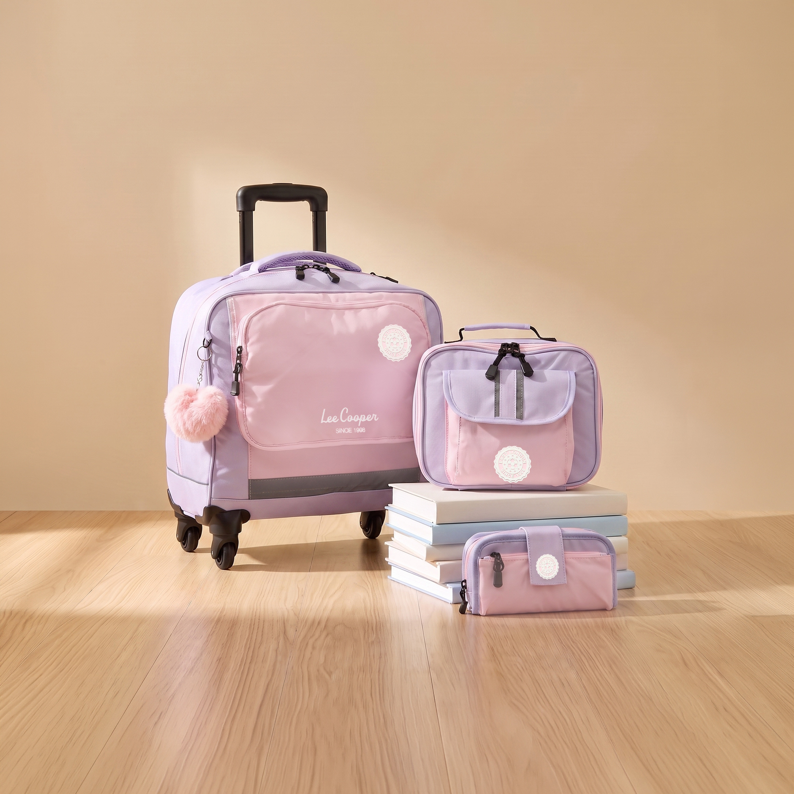 Lee Cooper Colourblock 3-Piece Trolley Bag for Kids 13+ Years with Pouch and Lunch Bag-school-bagsandbackpacks-trolleybags-image-1