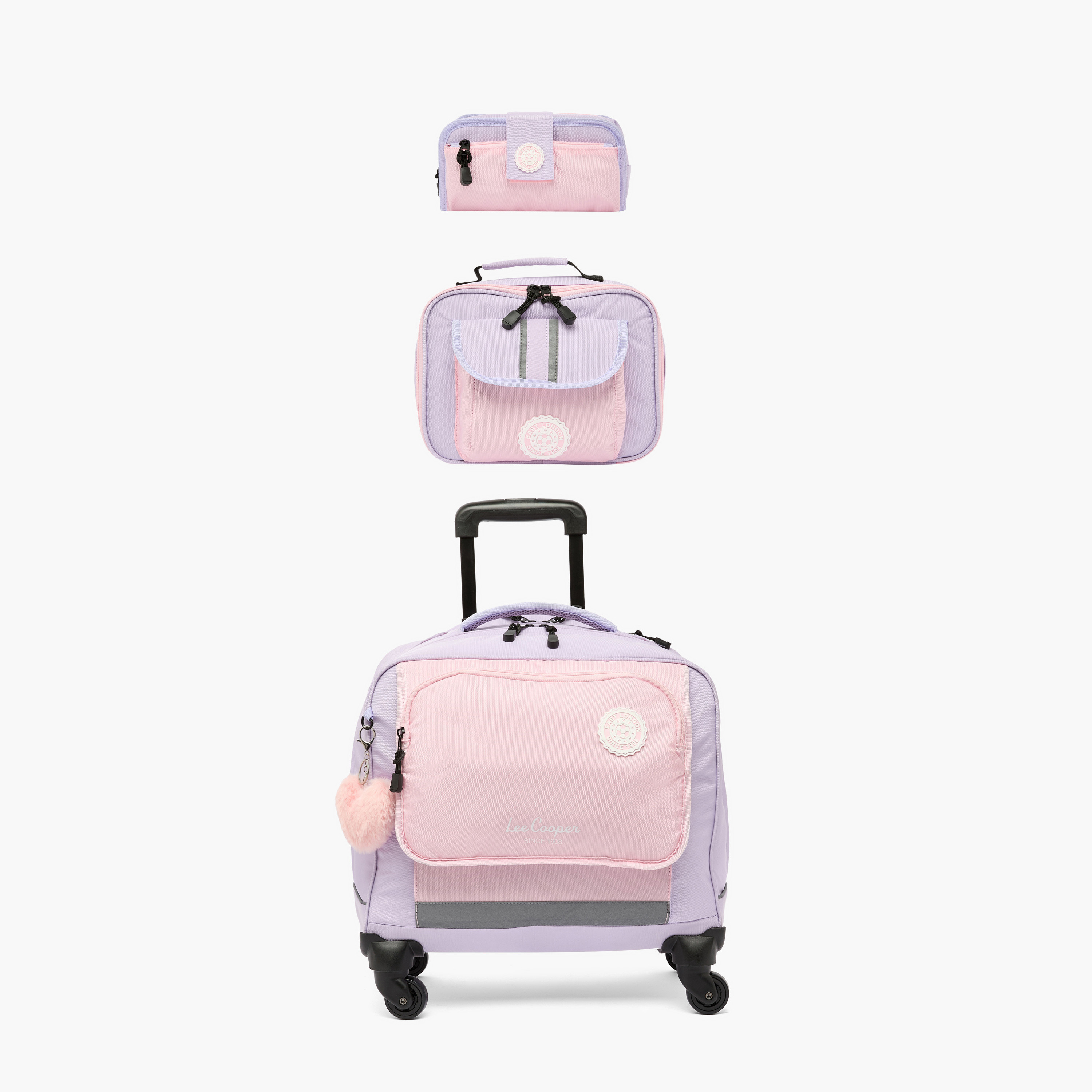 Lee Cooper Colourblock 3-Piece Trolley Bag for Kids 13+ Years with Pouch and Lunch Bag-school-bagsandbackpacks-trolleybags-image-2