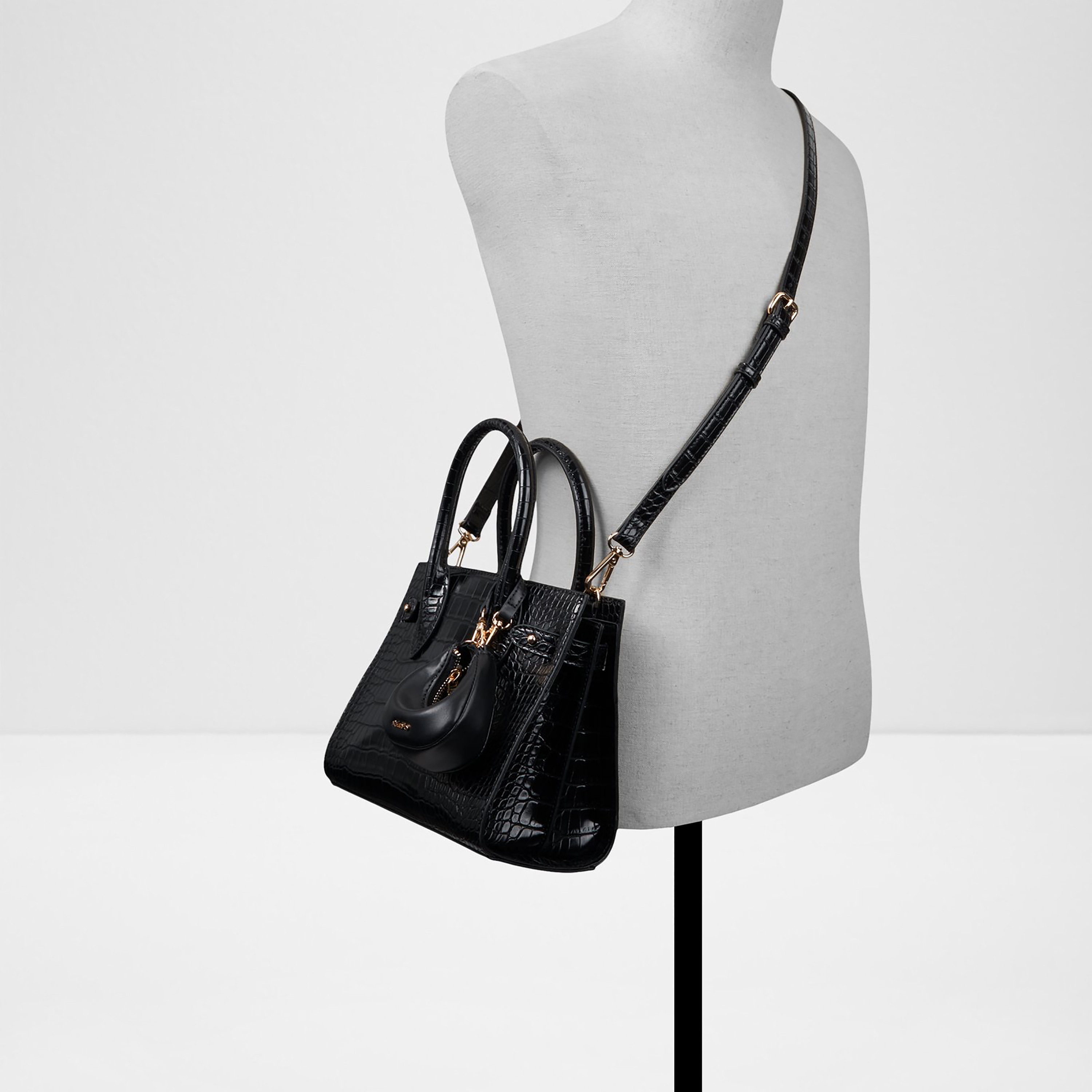 Aldo Auralie Croc-Textured Double Handle Satchel Bag & Pouch with Open Top & Strap-women-bagsandwallets-handbags-image-4