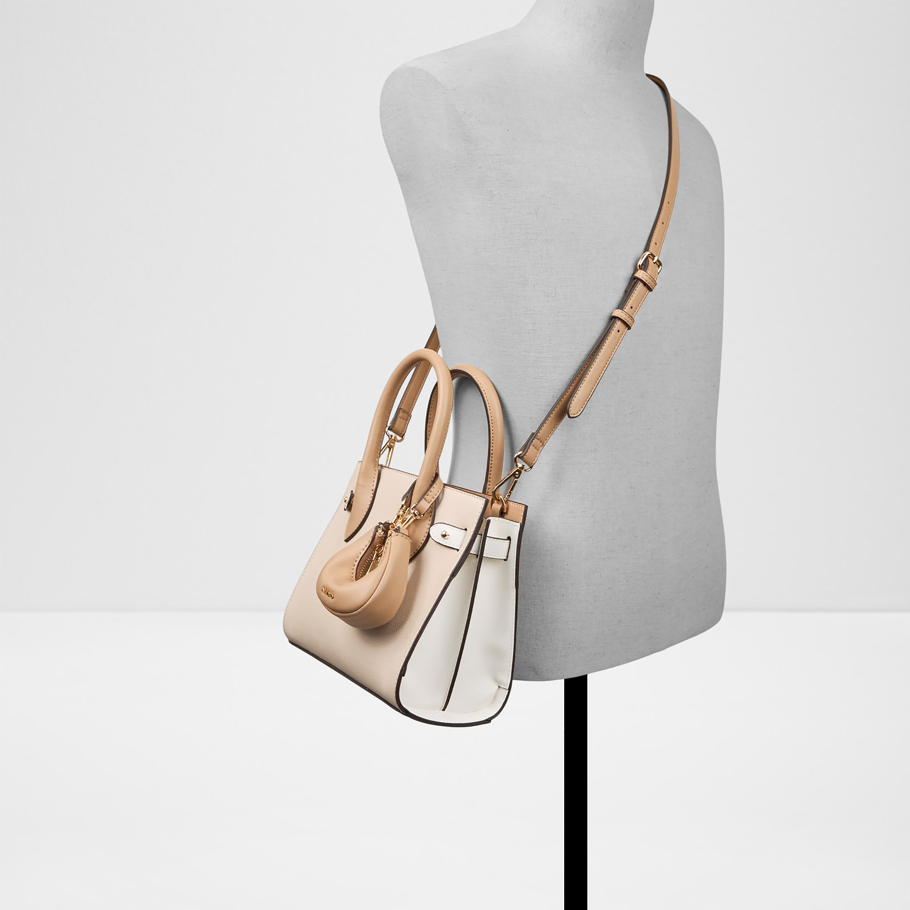 Aldo Auralie Textured Double Handle Satchel Bag & Pouch with Open Top & Adjustable Strap-women-bagsandwallets-handbags-image-4