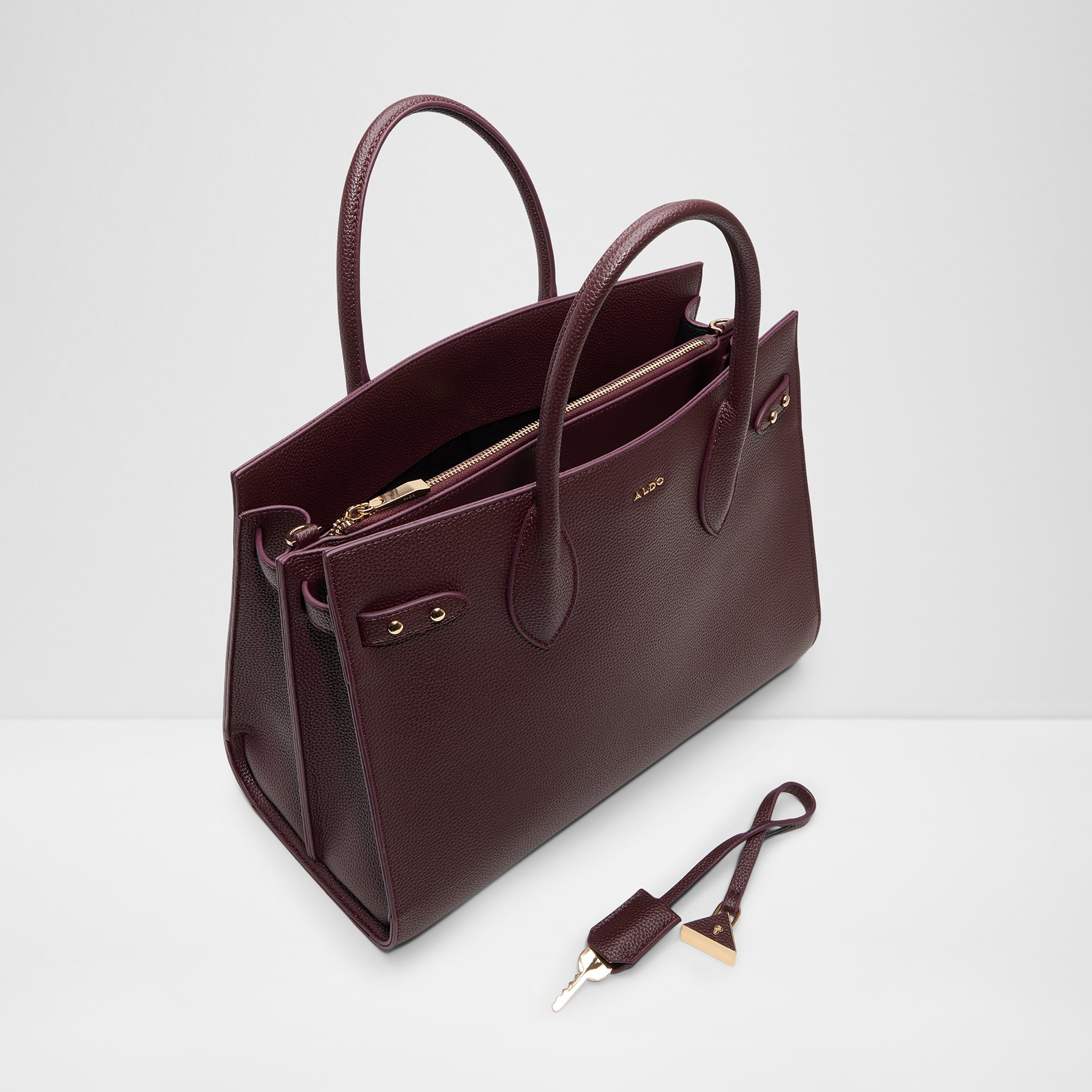 Aldo Unolaan Textured Double Handle Satchel Bag with Zip Closure & Adjustable Strap-women-bagsandwallets-handbags-image-3
