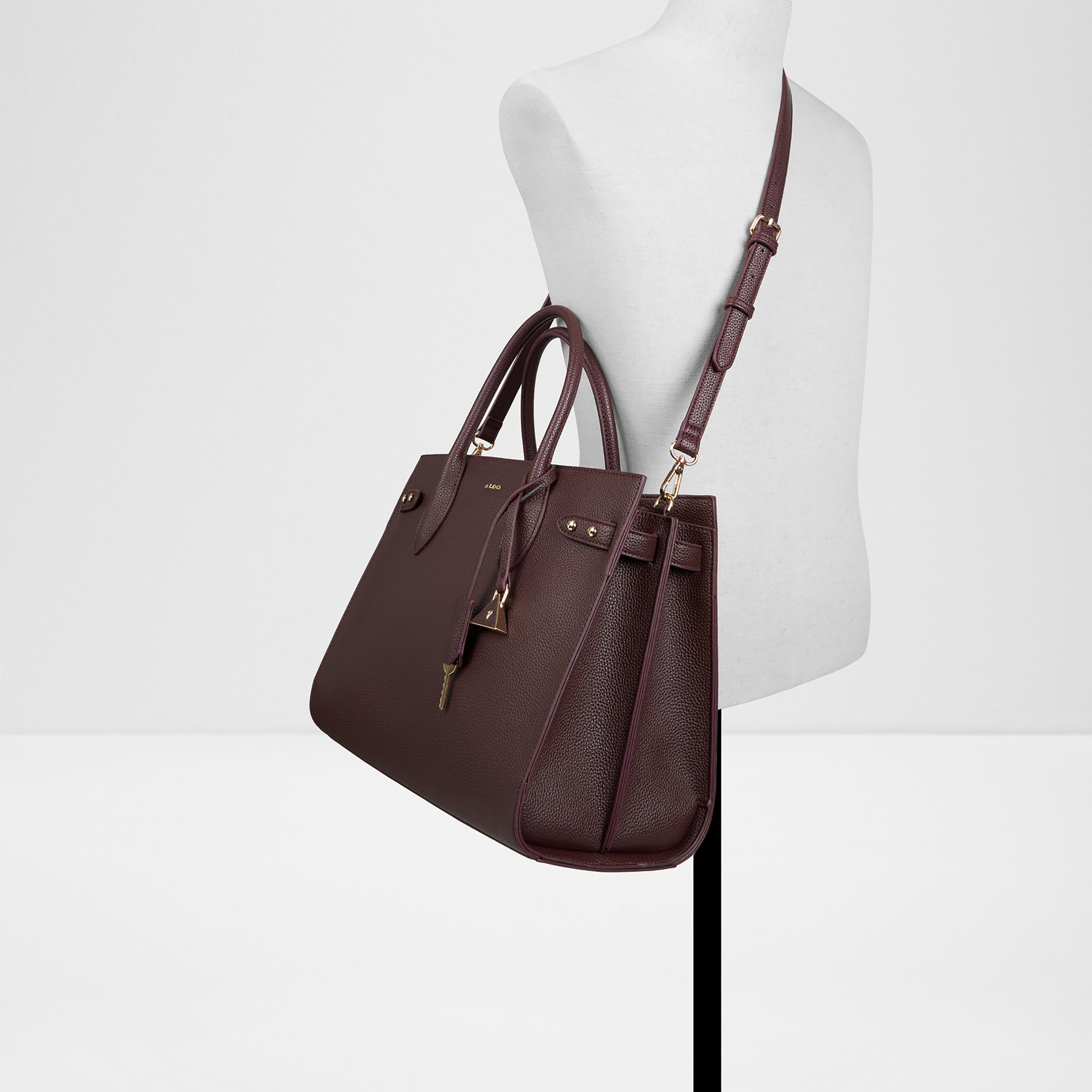 Aldo Unolaan Textured Double Handle Satchel Bag with Zip Closure & Adjustable Strap-women-bagsandwallets-handbags-image-4