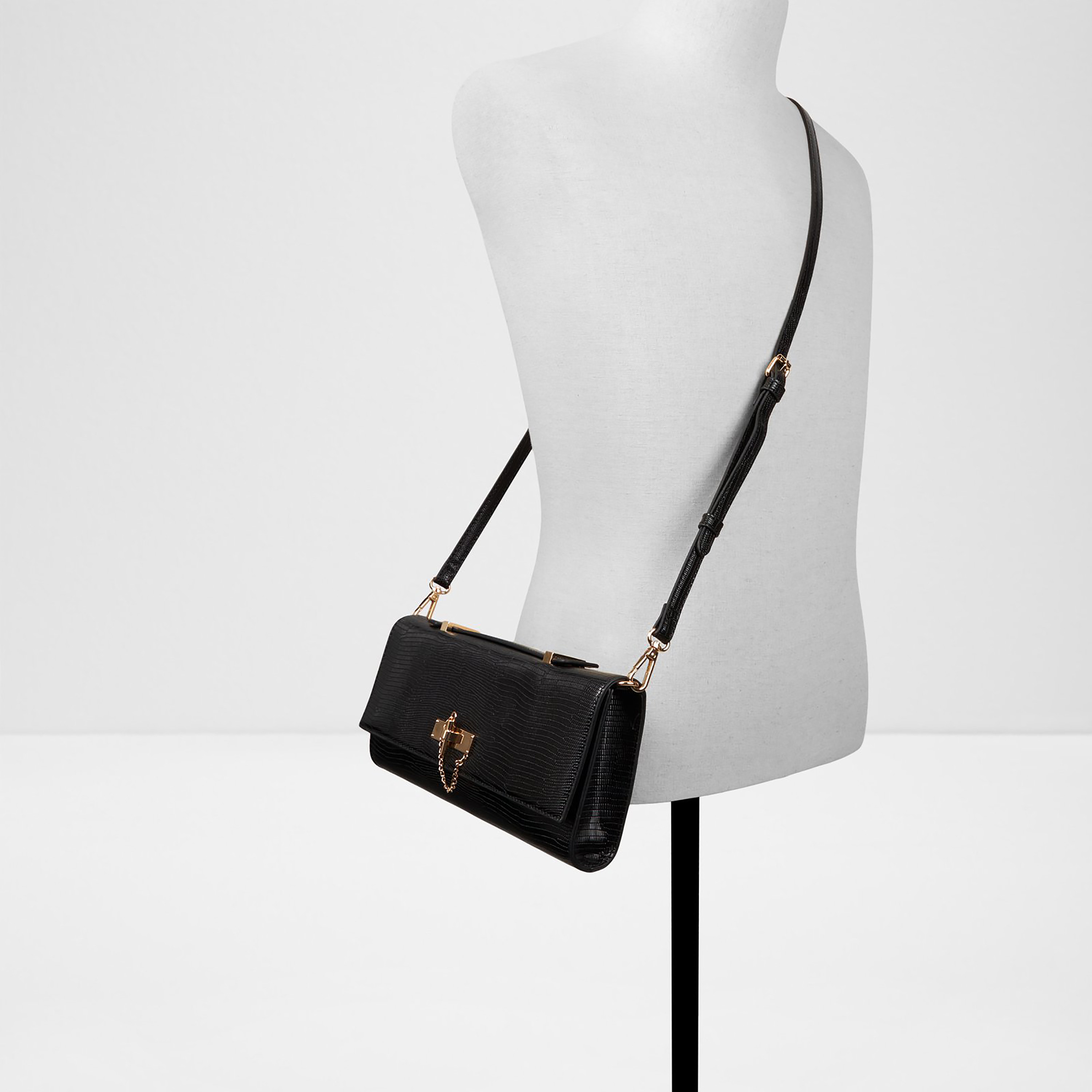 Aldo Roux Croc-Textured Clutch with Flap Closure and Adjustable Strap-women-bagsandwallets-handbags-image-4