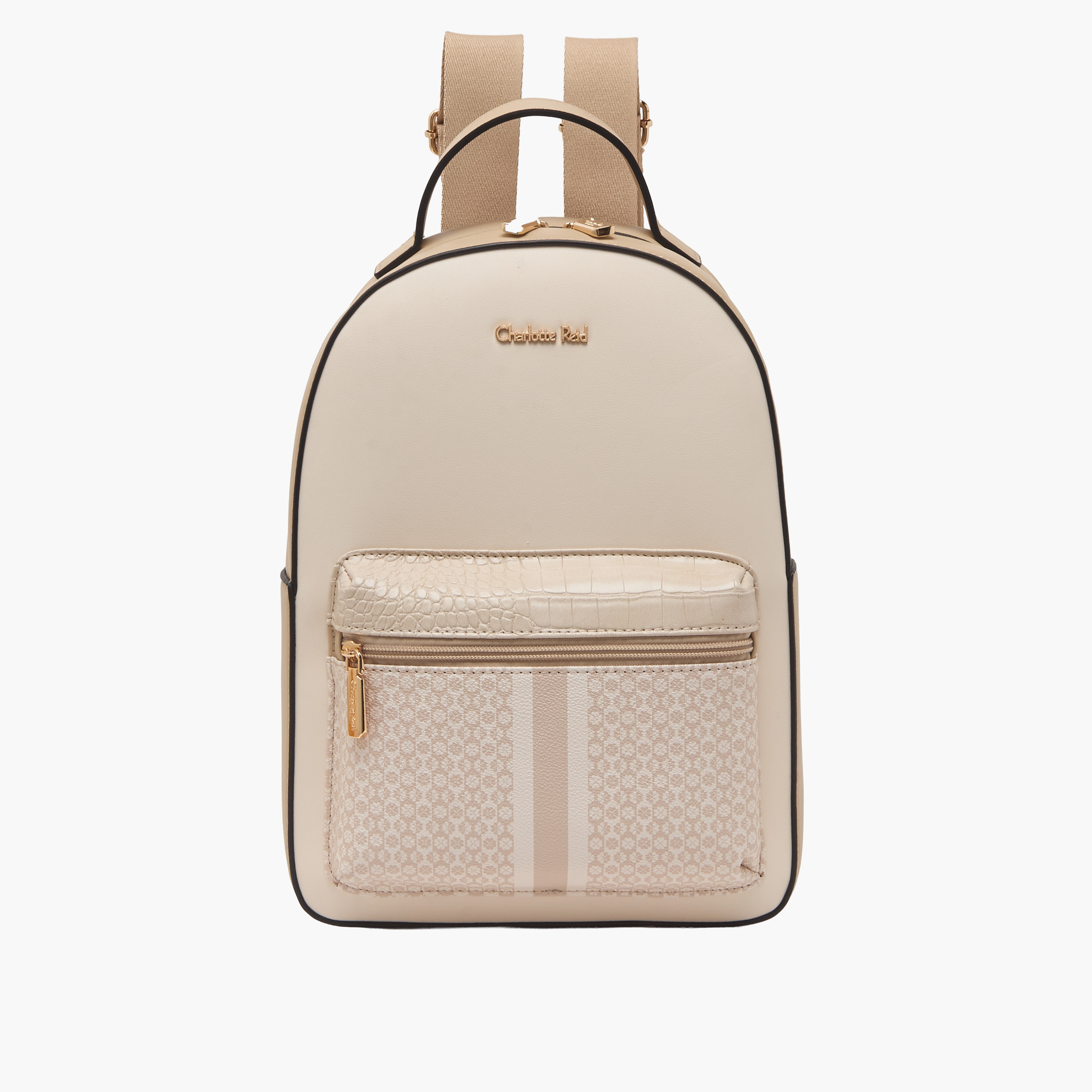 Charlotte Reid Geometric Print Backpack with Adjustable Shoulder Straps-women-bagsandwallets-backpacks-image-1
