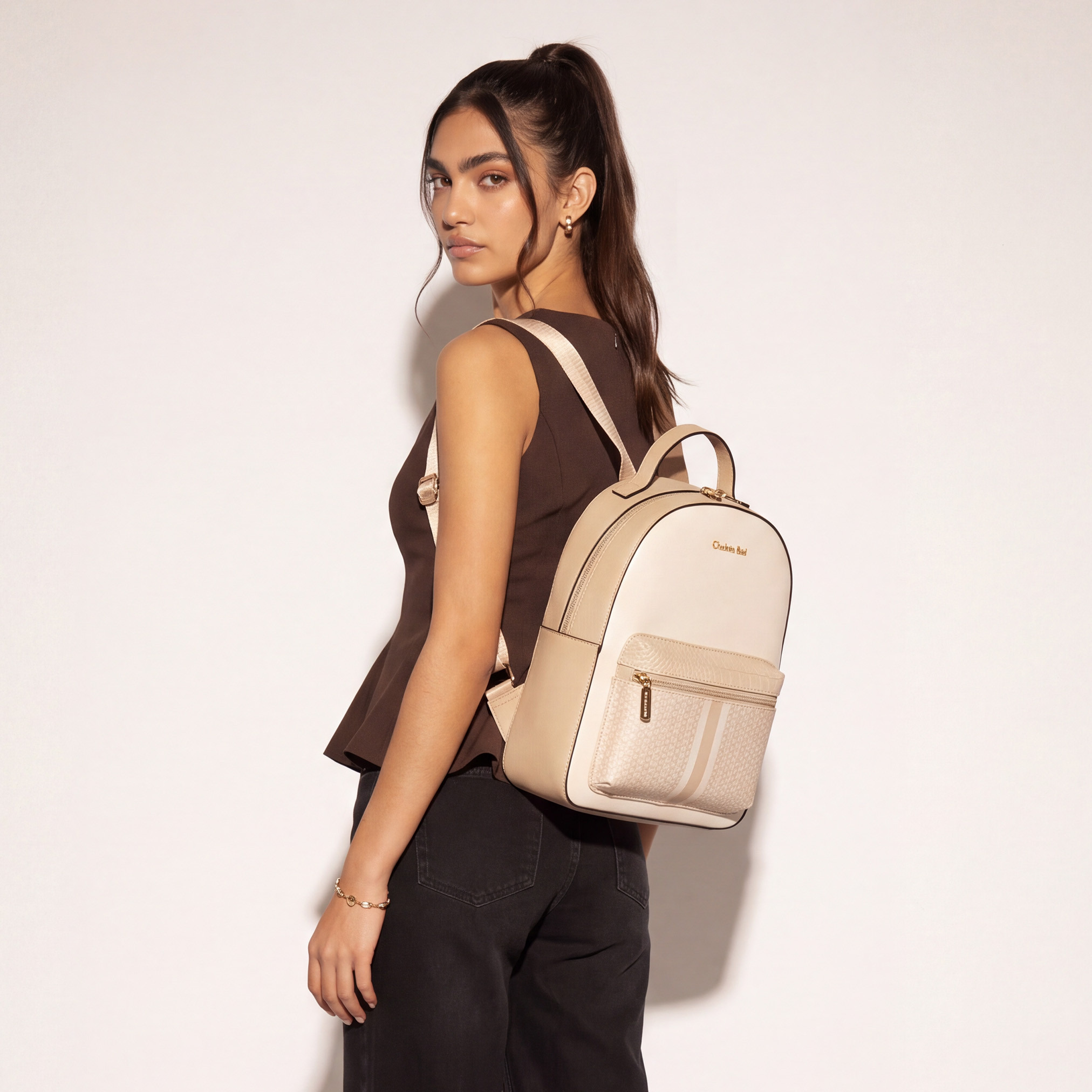 Charlotte Reid Geometric Print Backpack with Adjustable Shoulder Straps-women-bagsandwallets-backpacks-image-2