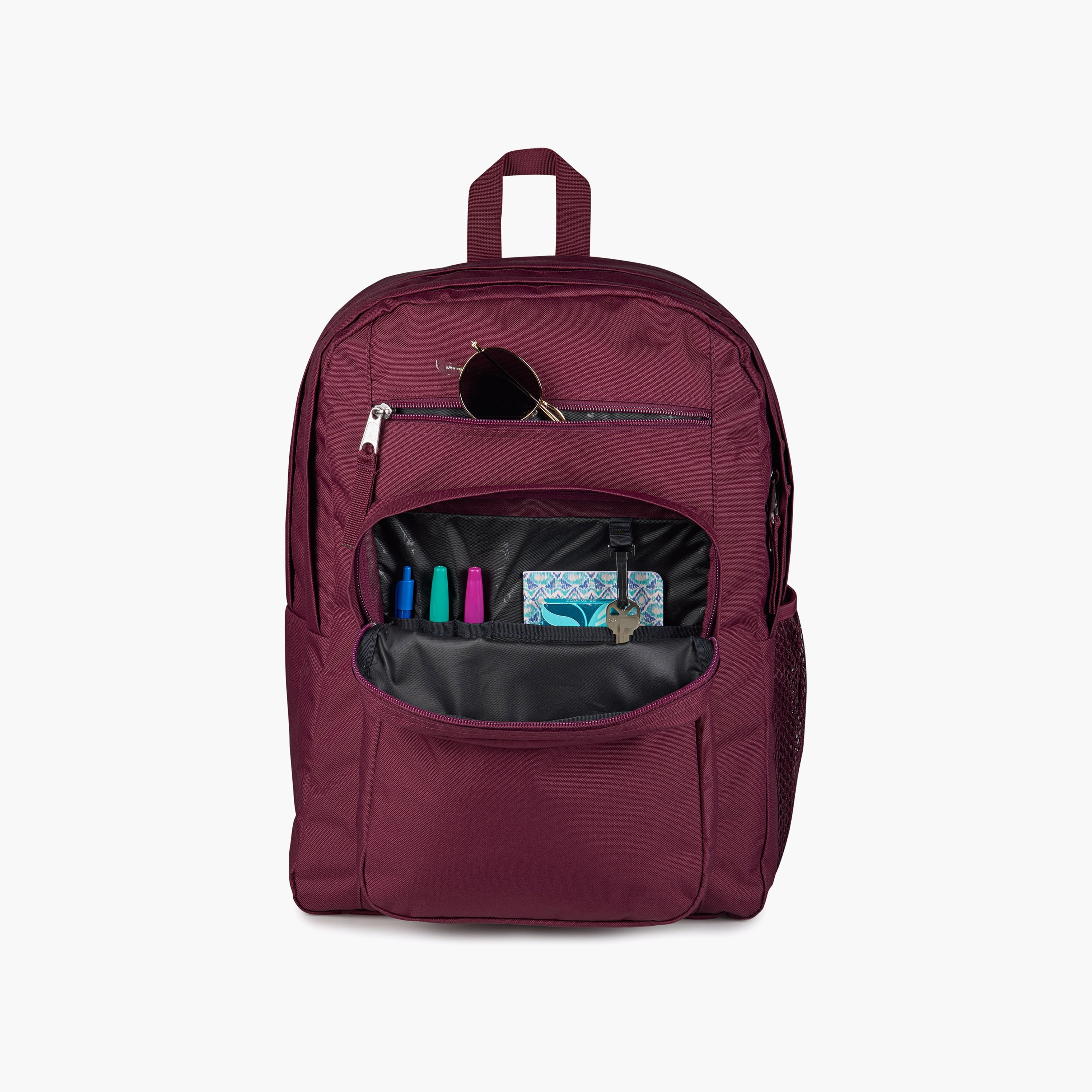 Backpack-Big Student-2 Cmprt-34 Ltr- (214|Woven Polyester) Cherry Laquer \ 19X32.5X43.5-school-bagsandbackpacks-backpacks-image-4