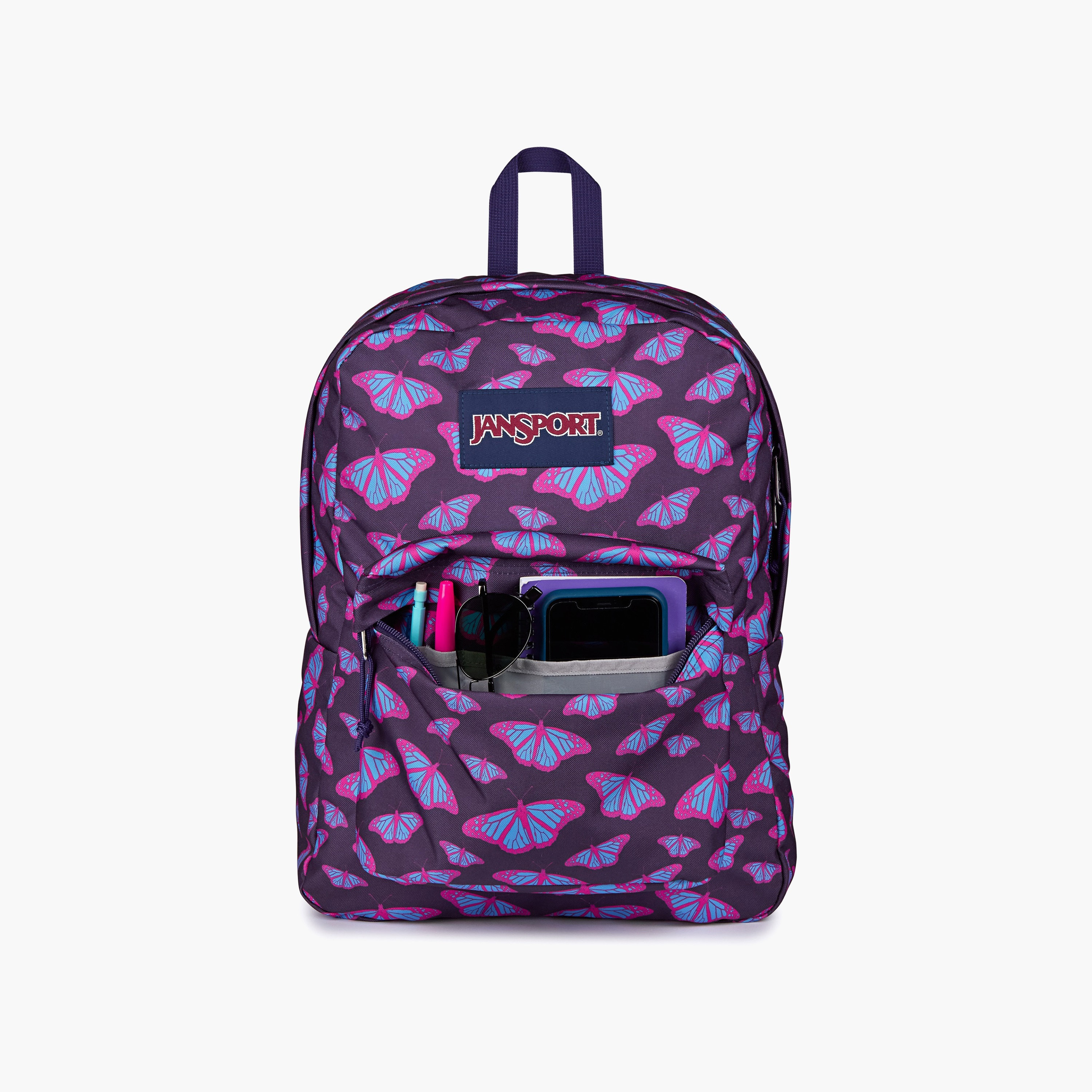 Backpack-Superbreak One-1 Cmprt-26 Ltr- (214|Woven Polyester) Flutter By Purple \ 14X32X42-school-bagsandbackpacks-backpacks-image-4