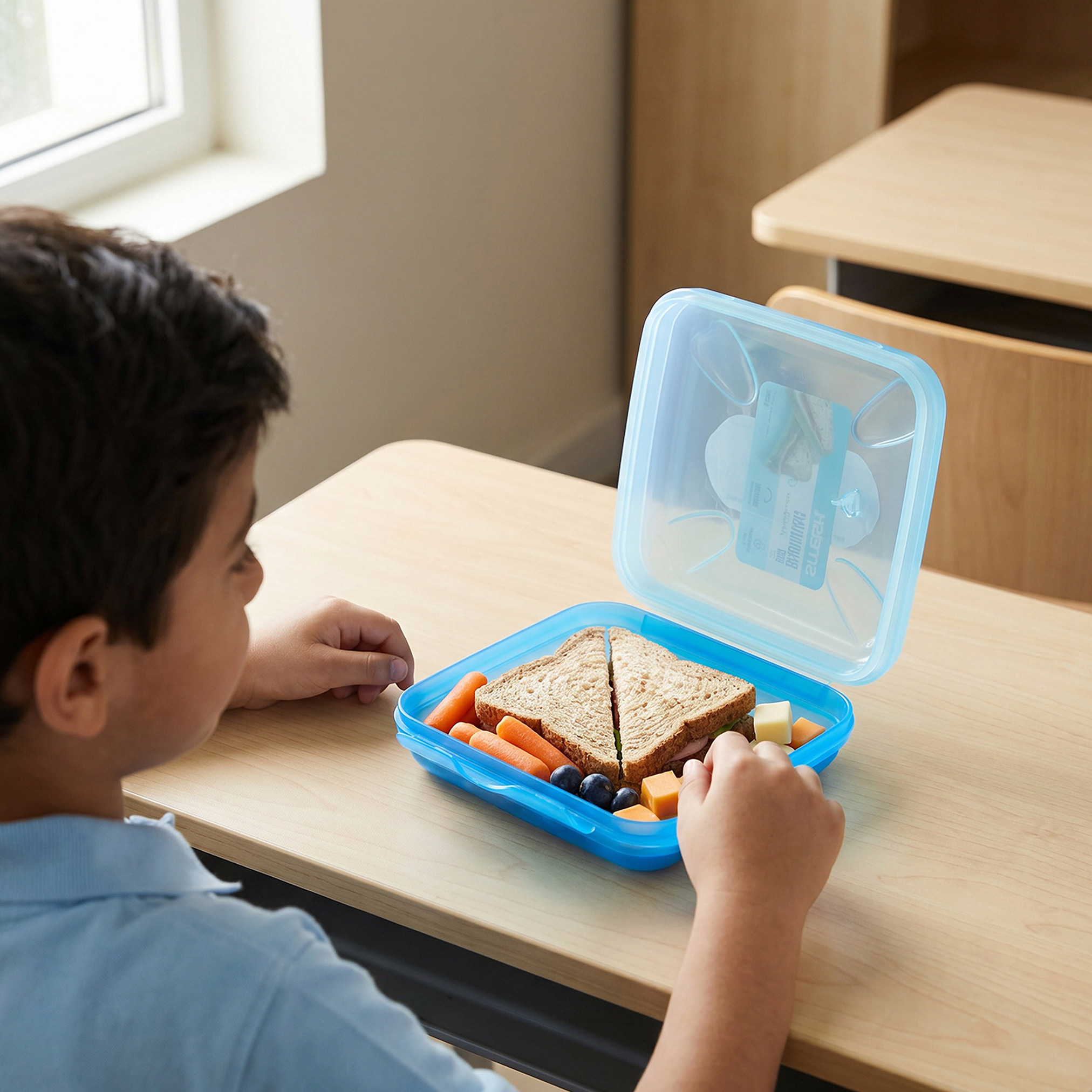 صندوق غداء سادة بإغلاق مفصلي للأطفال من سماش - 370 مل-school-lunchessentials-lunchboxes-image-3