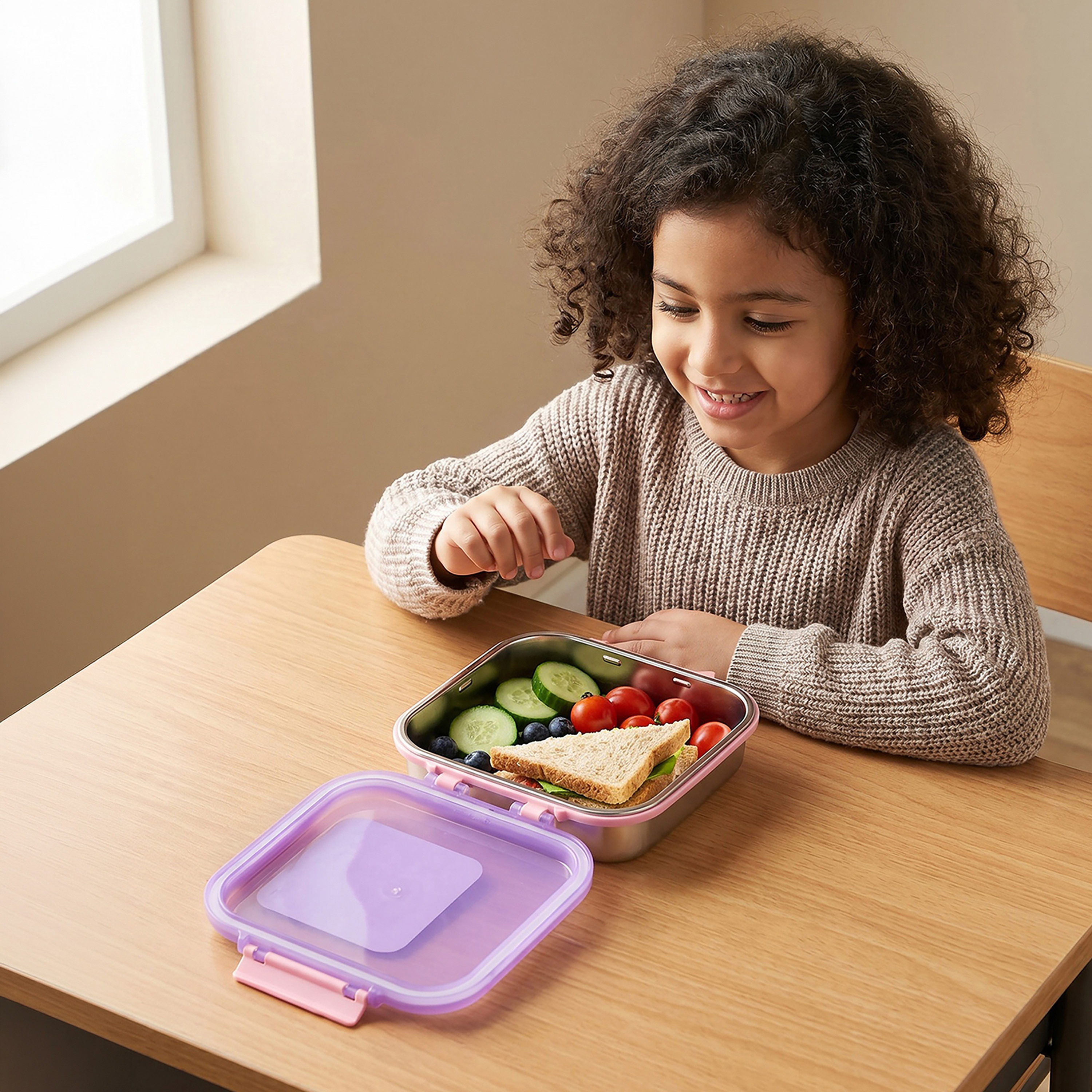 صندوق غداء سادة للأطفال مع غطاء بقفل كبس من سماش - 900 مل-school-lunchessentials-lunchboxes-image-3